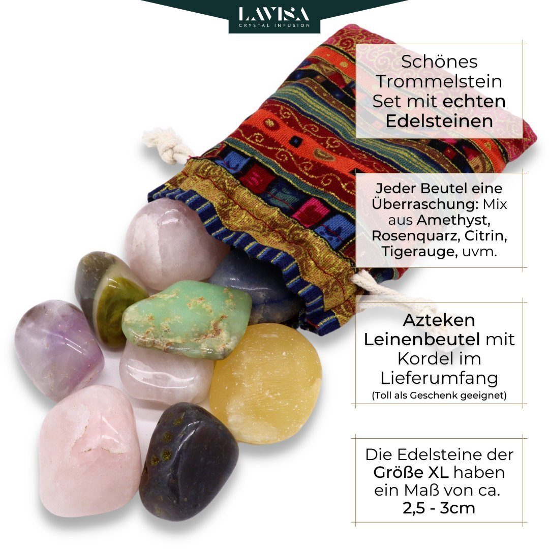 LAVISA Mineralstein Trommelsteine Mischung, Edelsteine Kristalle, 100% Mineralsteine, Edelstein Trommelstein sammelstein Kinder