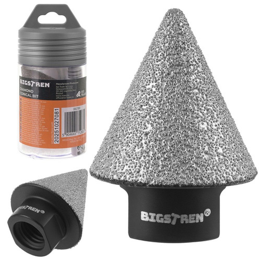 BIGSTREN Einzahnfräser Diamant-Kegelbohrer Kegellochsäge M14, Spar-Set, 1-tlg., 4,5 x 3,2 cm hitzebeständig, Diamantbeschichtung, M14, 2-35 mm, nass/trocken