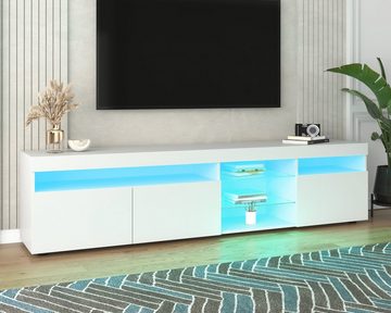 REDOM TV-Schrank Fernsehschrank TV-Lowboard (mit LED-Beleuchtung (3 Schranktüren) Variable LED-Beleuchtung