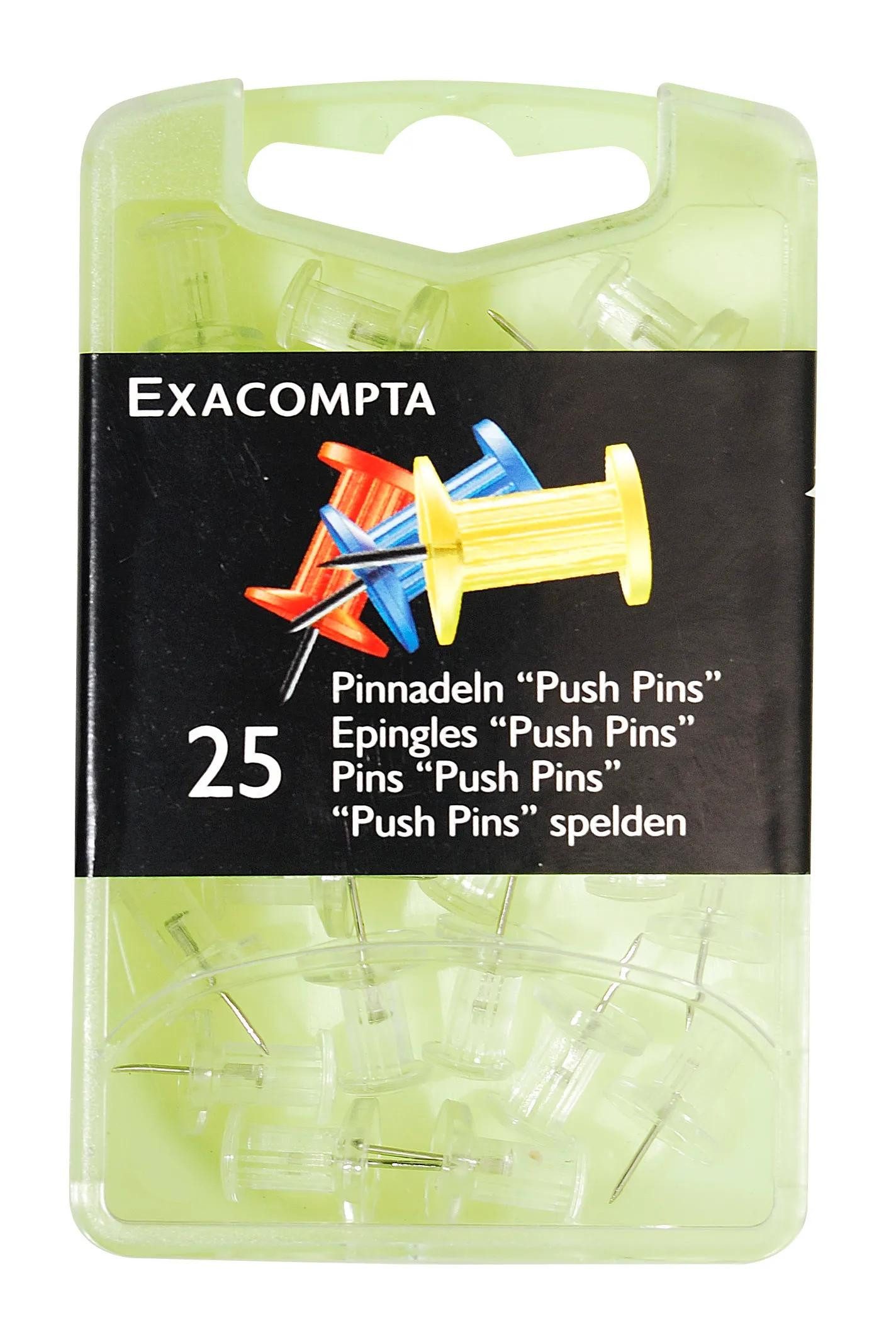 EXACOMPTA Pinnnadel Blisterbox 25x Pinnwandnadeln Push Pins Ø10mm 7mm Kristall 14712E, Stossnadeln und Reissnägel