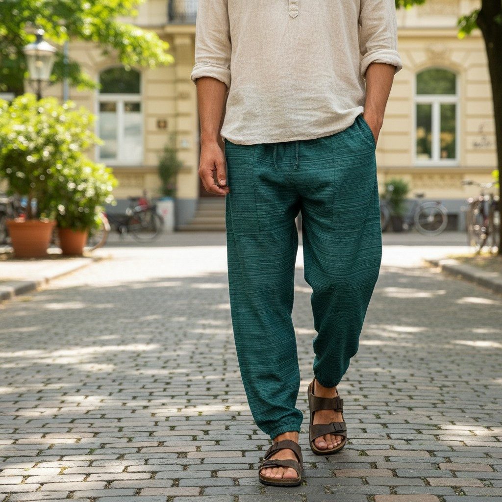 Guru-Shop Relaxhose Leichte Yogahose, Tai Chi Hose, Goa Hose,.. Hippie, Ethno Style, alternative Bekleidung – Bild 2 von 5