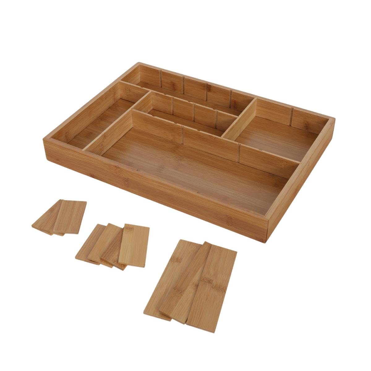 Organizer oder Terra Organizer Für 44x32x5 cm, Besteckkasten Schublade Home als besteck Besteckeinsatz Bambus