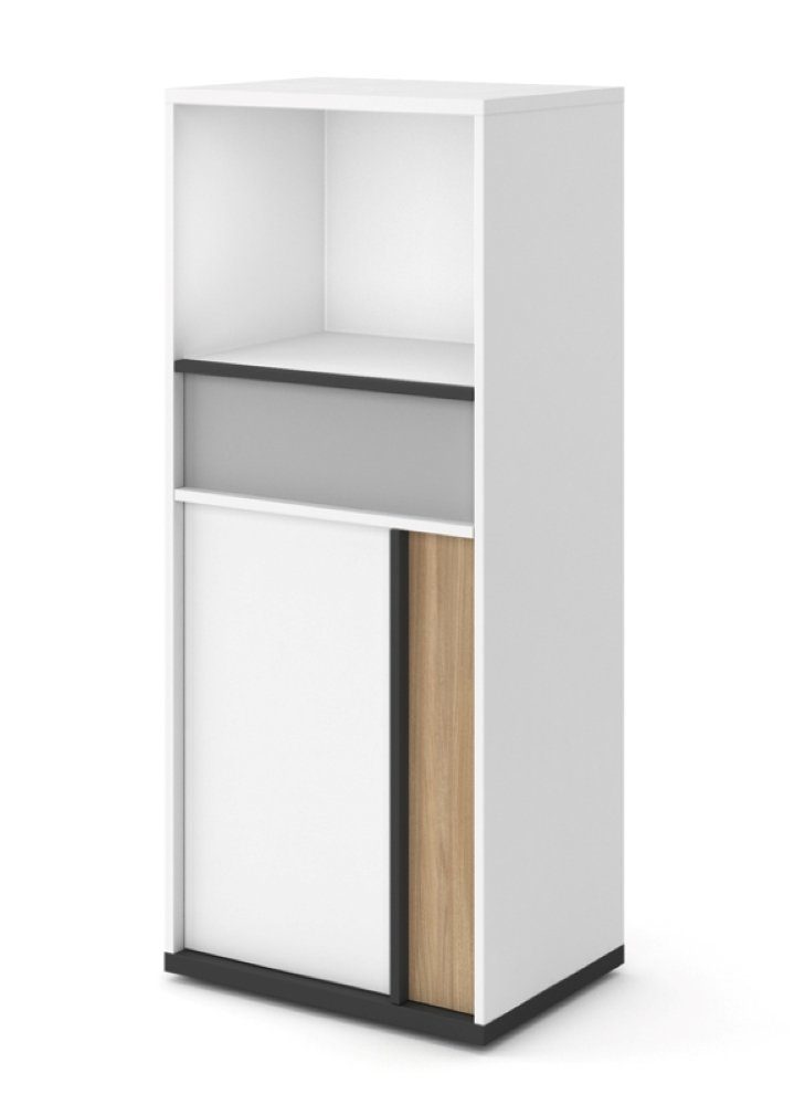 Feldmann-Wohnen Highboard Imola (Imola, 1 St., Highboard mit 1 Schublade), 55cm weiß / graphit / grau / salisbury eiche 1 Schublade