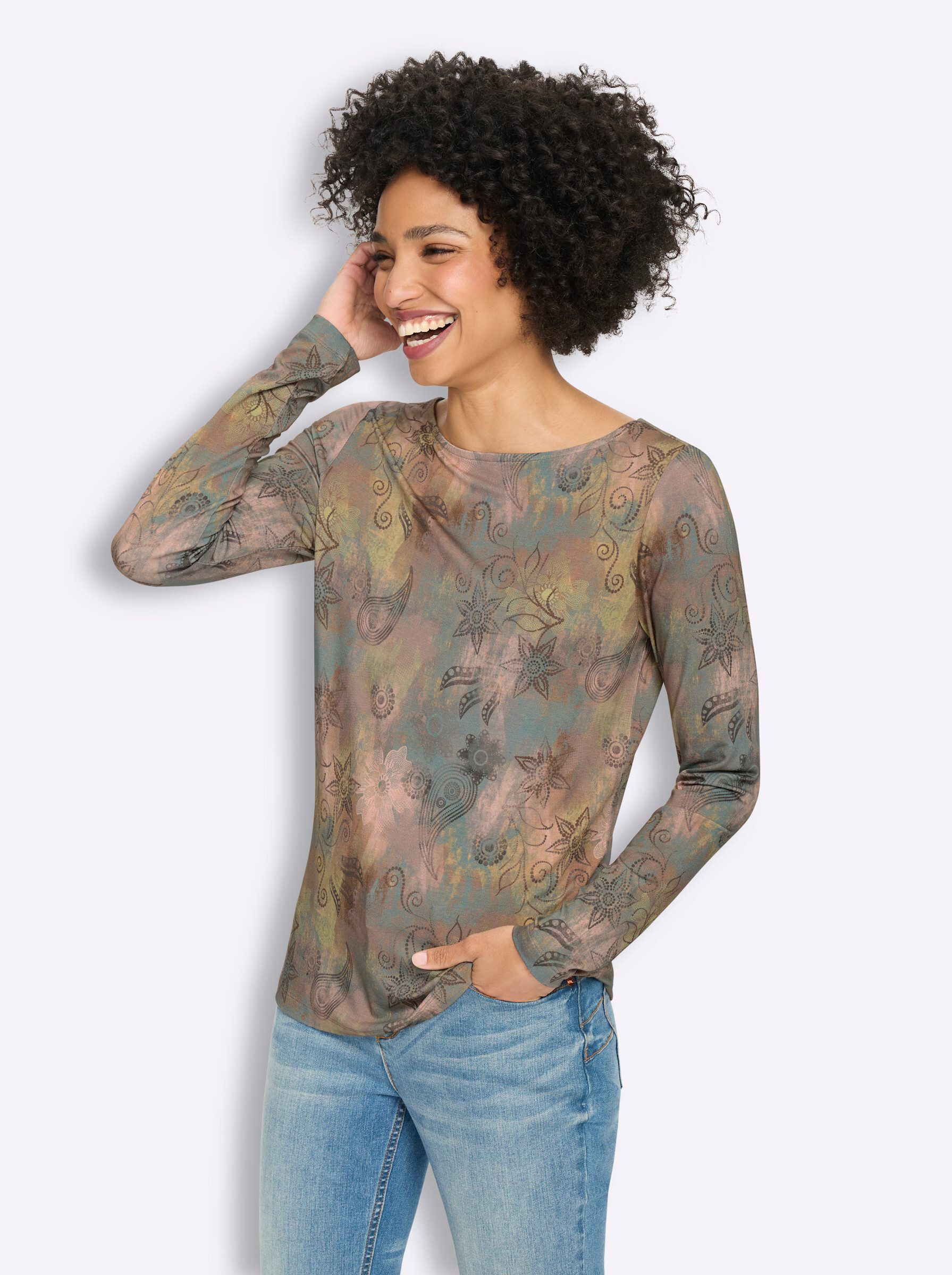 T-Shirt Druck-Shirt Langarm