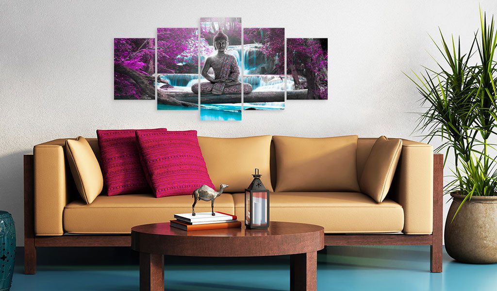 Artgeist Wandbild Waterfall and Buddha