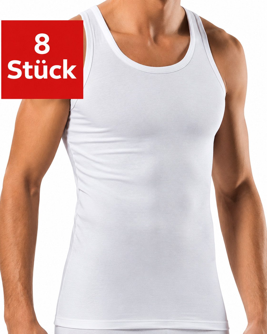 DDOnlineShop Unterhemd Herren 8er Pack Tank Top Herren Achselshirts Baumwolle Feinripp Weiß (Spar-Set, 8-St., 8er-Pack) Premium Qualität …