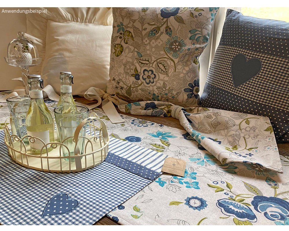 matches21 HOME & HOBBY Platzset Serviette Stoffserviette LARA Blüten Blumen bunt 48x48 cm, (1-St)