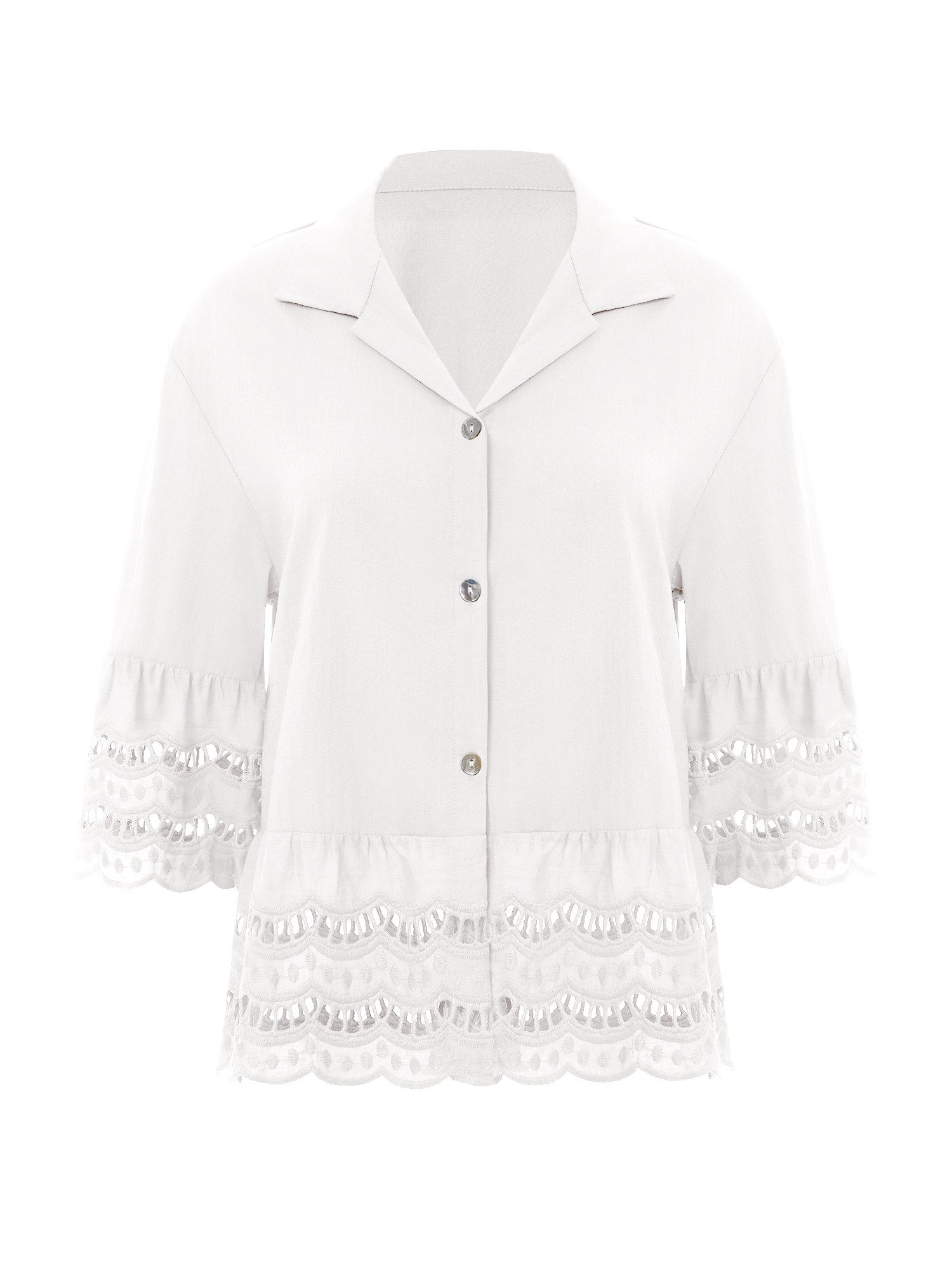 Imily Bela Blusenshirt Damen Button Down Hemden mit 3/4-Glockenärmeln (Pack günstig online kaufen