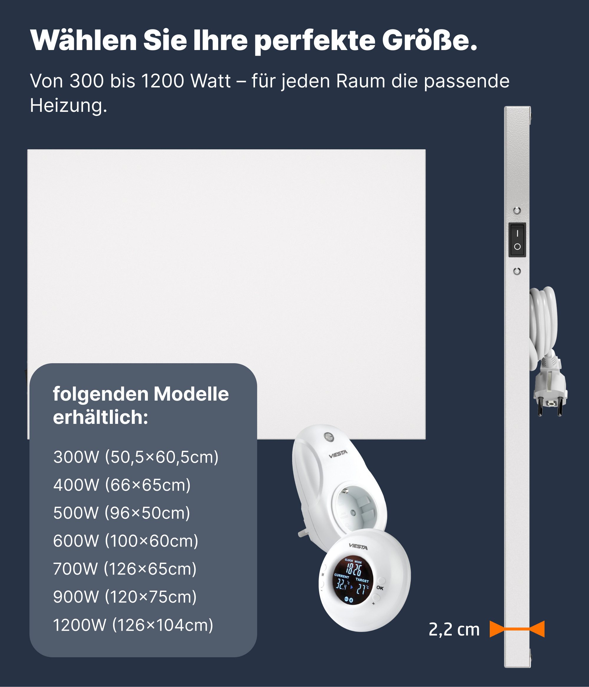 UMBRELLA Infrarotheizung H300 Carbon Crystal Heizpaneel 300 Watt mit Funk Thermostat Wand/Decke, 50x60cm rahmenlos IP20 TÜV/GS Überhitzungsschutz 98% 70-90°C 100.000h