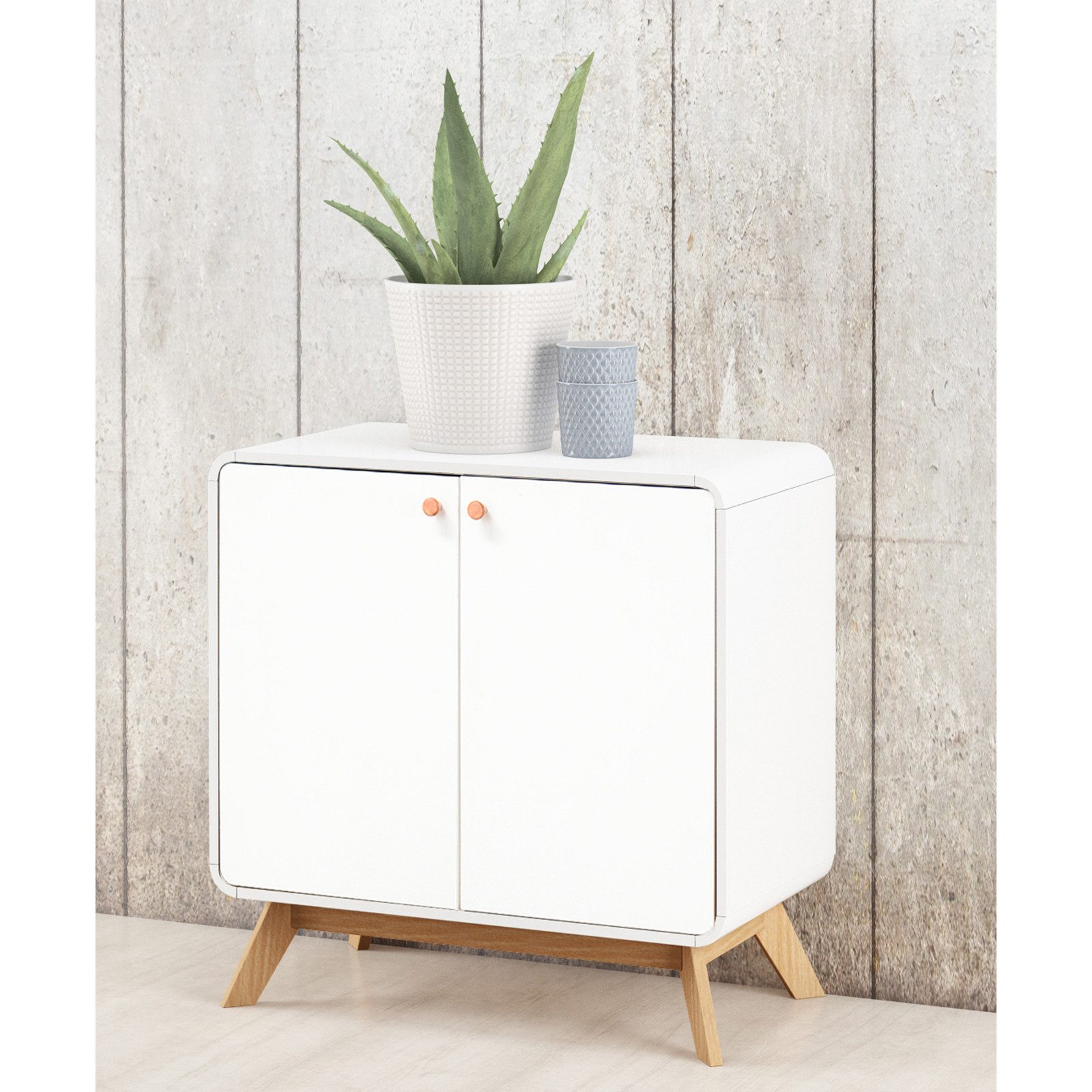 loft24 Beistellschrank Caitlin Schrank mit 2 Türen im Skandinavischen Design, modern