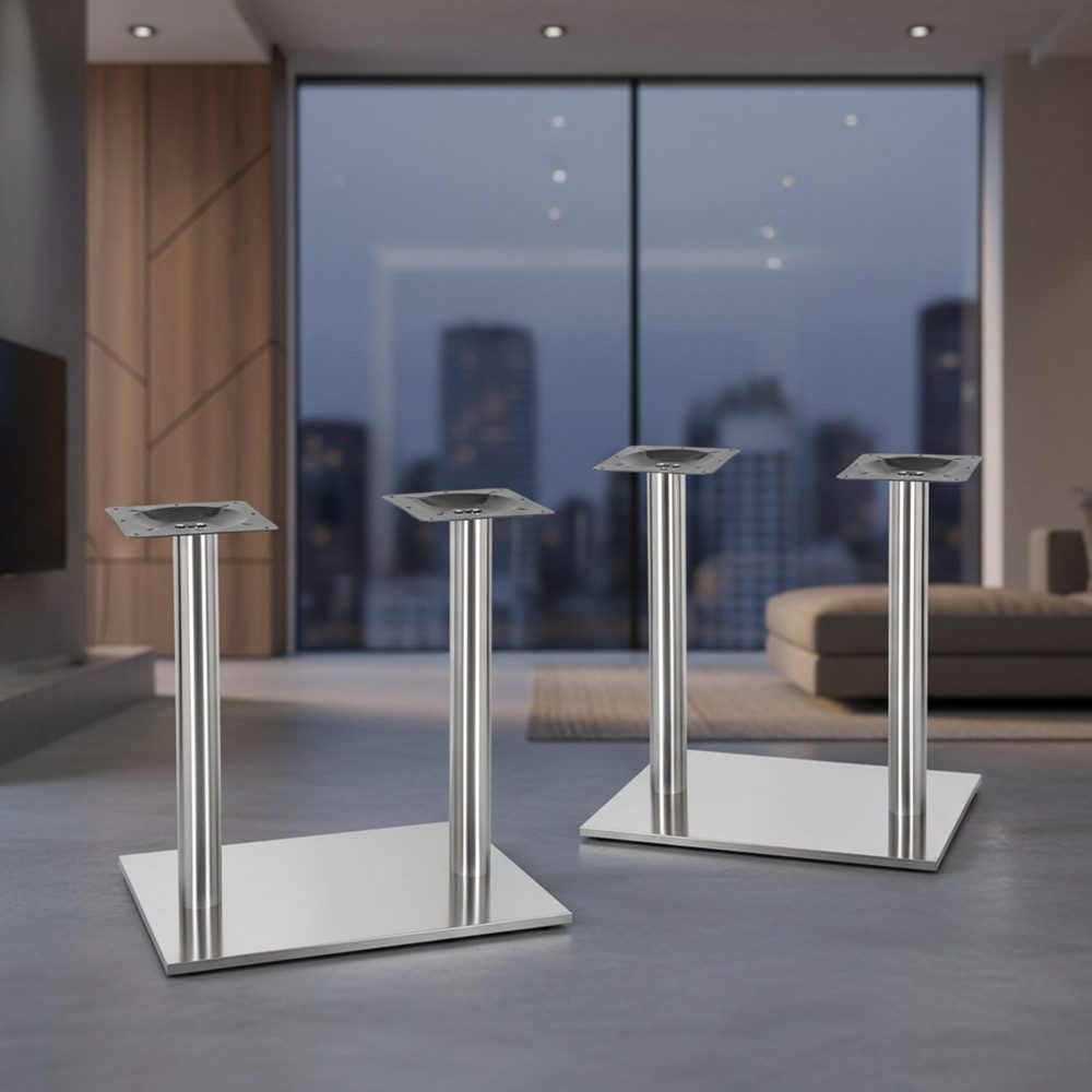 Mucola Möbelfuß 2X Tischbein Edelstahl Untergestell Tischplattenträger Sockelfüße, (Set, 2er Set), Edelstahl