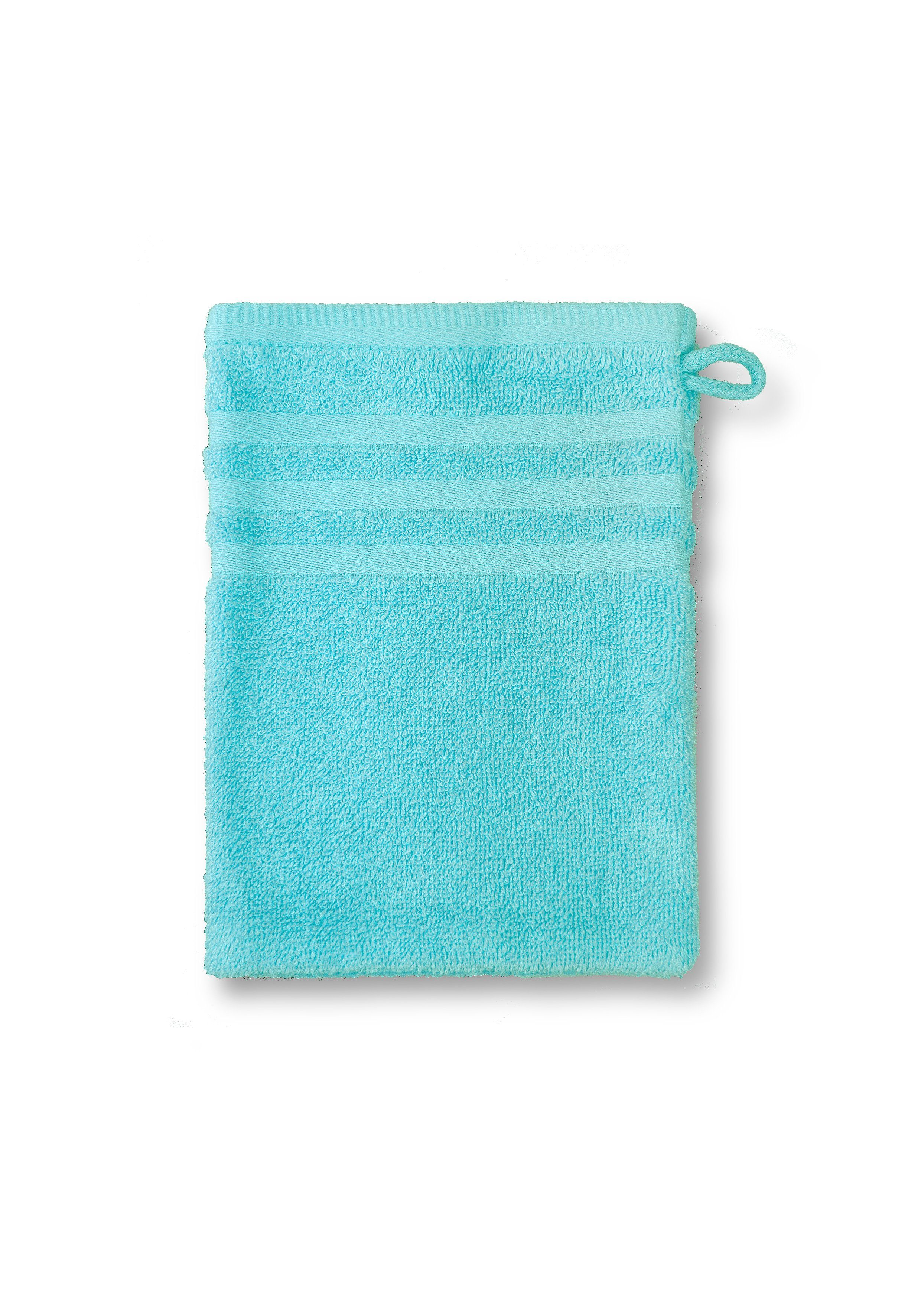 Streifen-Bordüre aquablau grand Waschlappen mit grace (3-tlg), 3er-Pack im spa