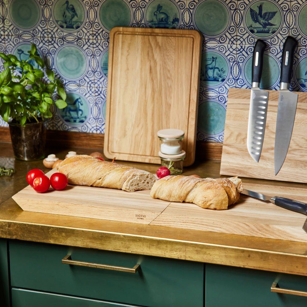 Siena Home Schneidebrett BRESCIA, Massivholz, (2-St), 45° Griffleiste, aus FSC®-zertifiziertem Eichenholz