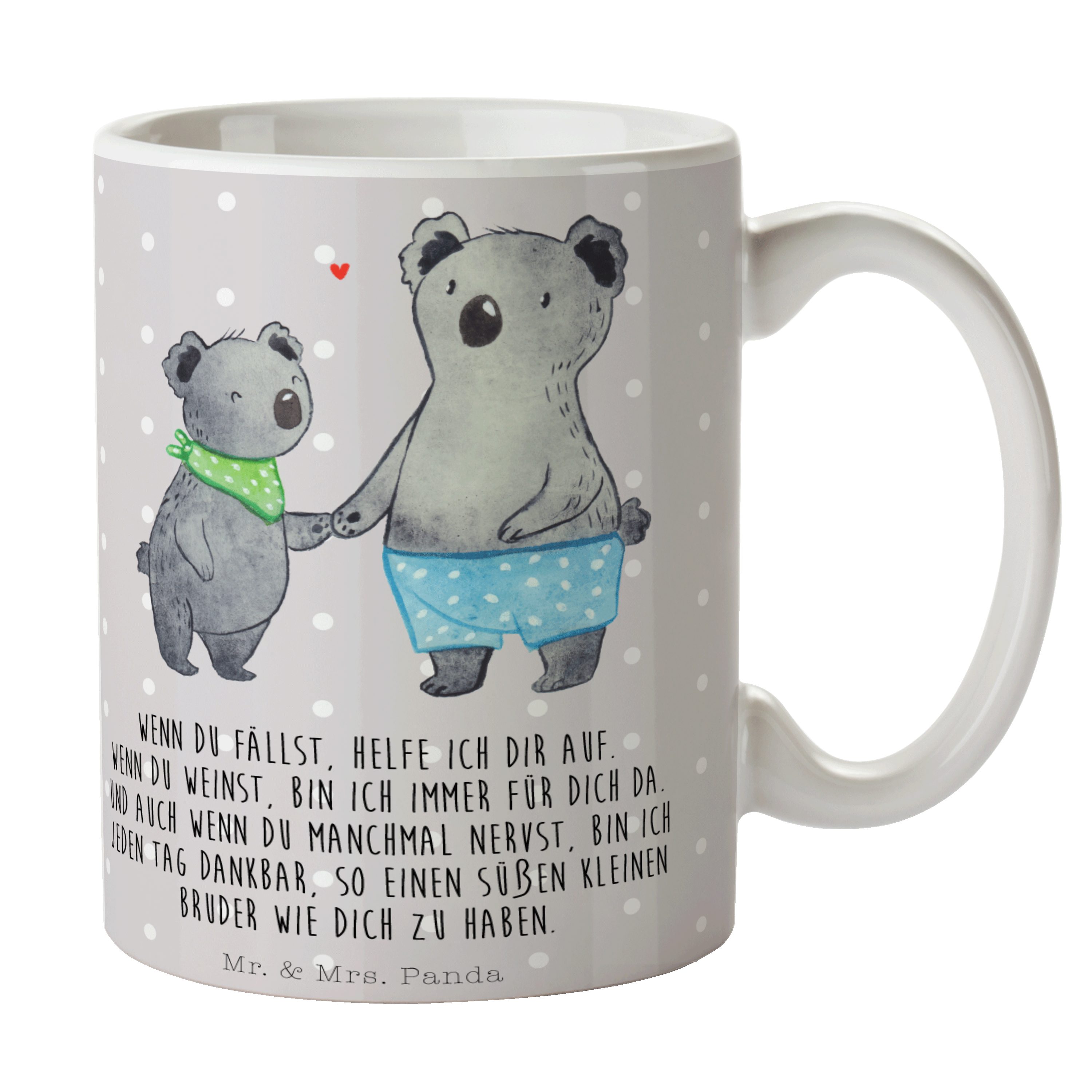 Mr. & Mrs. Panda Tasse Koala Kleiner Bruder - Grau Pastell - Geschenk, Geschenk Tasse, Tasse, Keramik