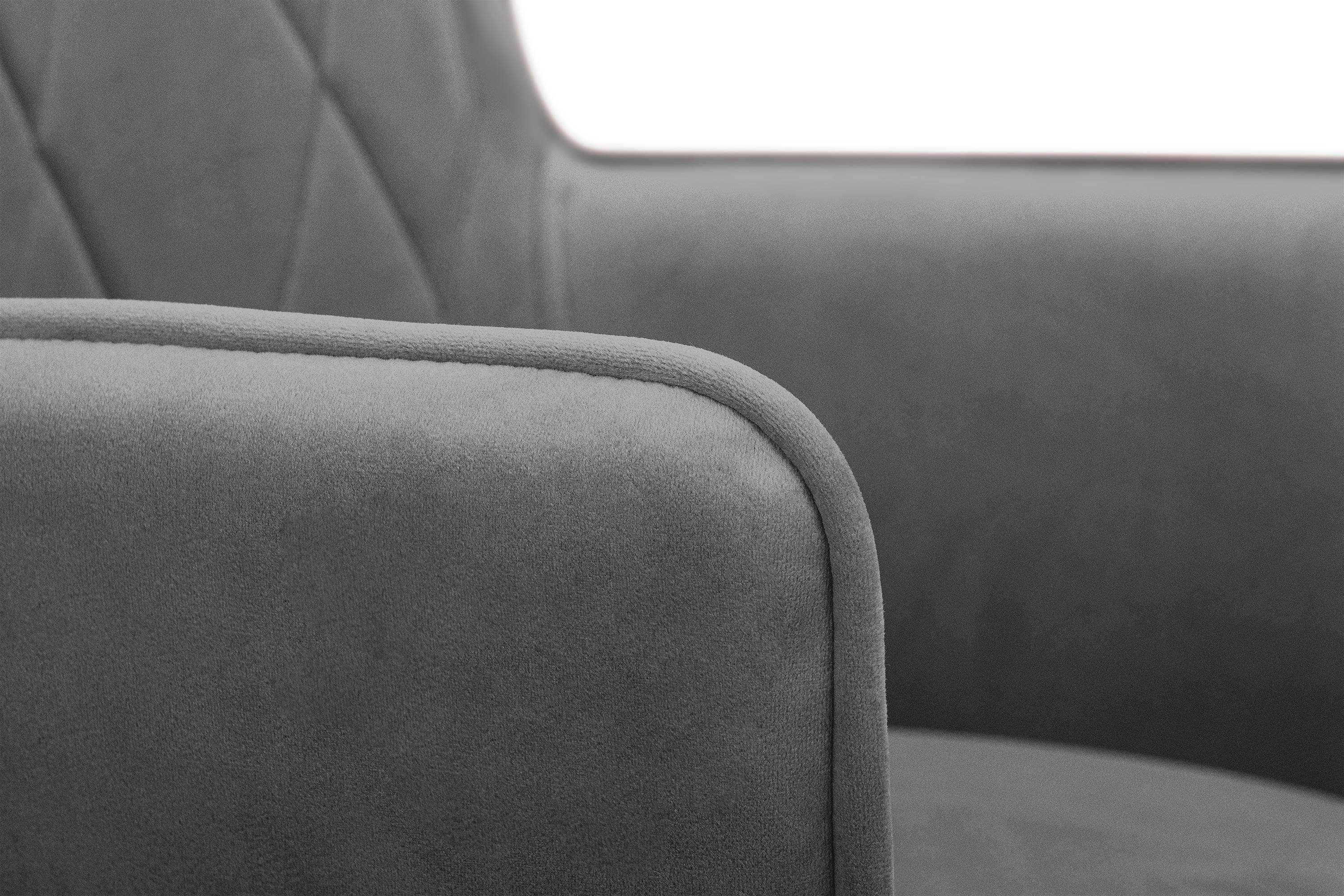 schwarzer Velours-Sitz, hergestellt in / Metallrahmen, 1 | Konsimo PYRUS grau Esstischstühl der Wohnzimmerstühl grau (Esszimmerstühl, St), Polsterstuhl schwarz EU
