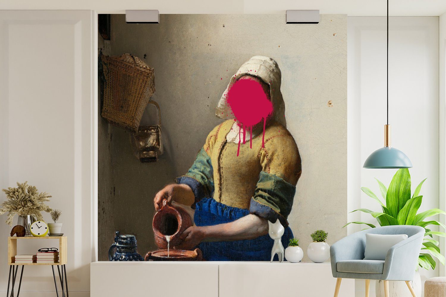 Wandtapete - bedruckt, St), oder für Tapete Vermeer Kunst, MuchoWow (5 Matt, Schlafzimmer, Milchmädchen Das - Vinyl Wohnzimmer Fototapete