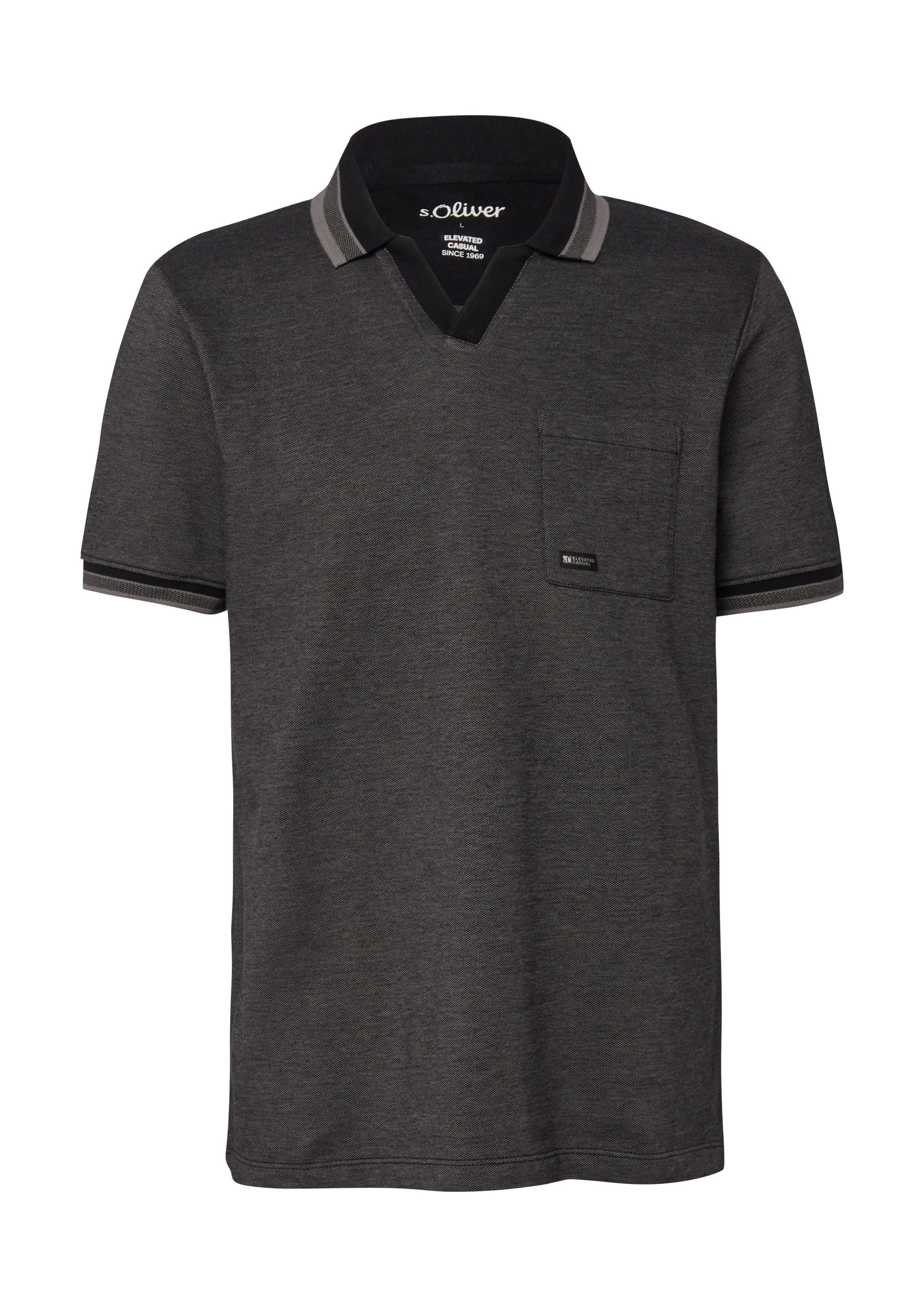 s.Oliver Kurzarmshirt Polo-Shirt Piqué-Poloshirt in Bi-color-Optik mit Brusttasche