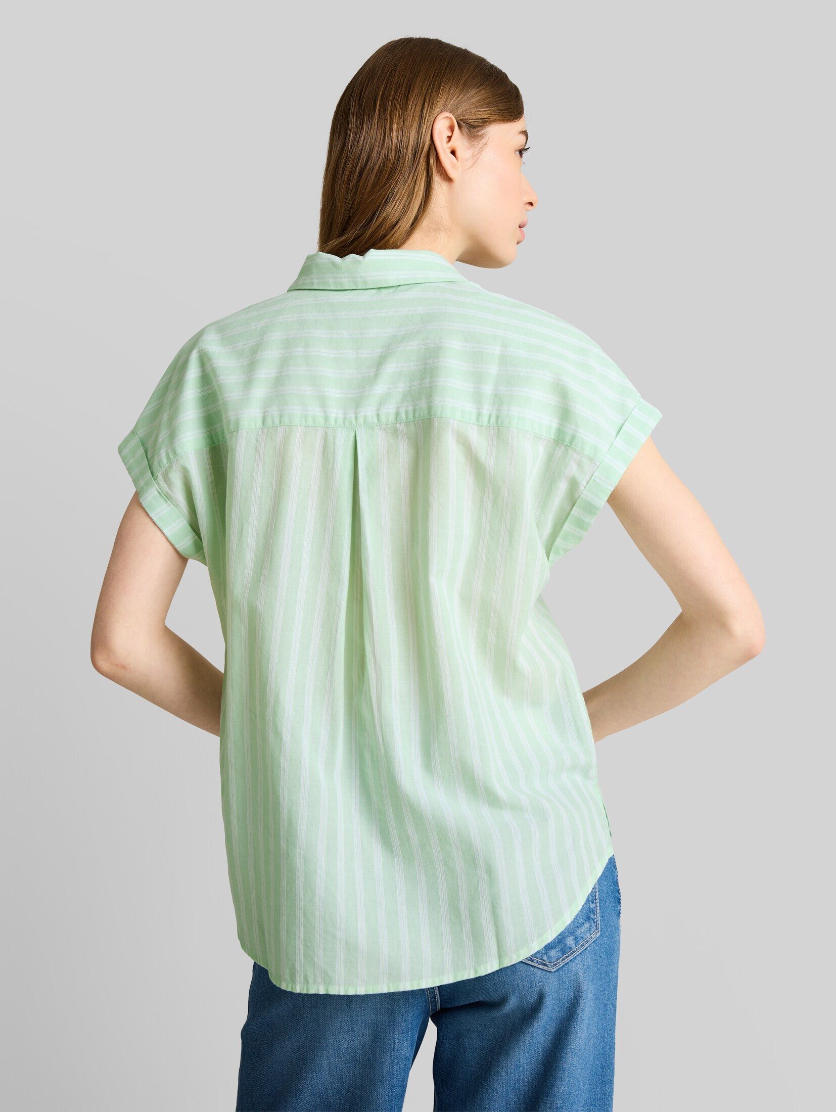 TOM TAILOR Denim Kurzarmbluse Blusen & Shirts Bluse mit Streifenmuster