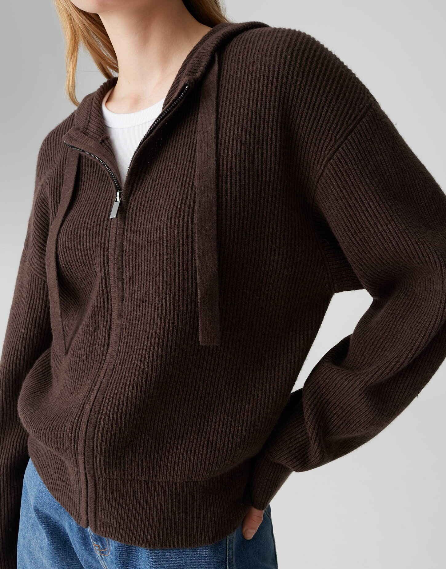 OPUS Strickjacke DESO Regular aus feinem Rippstrick lockere Passform, weicher Griff, wärmend