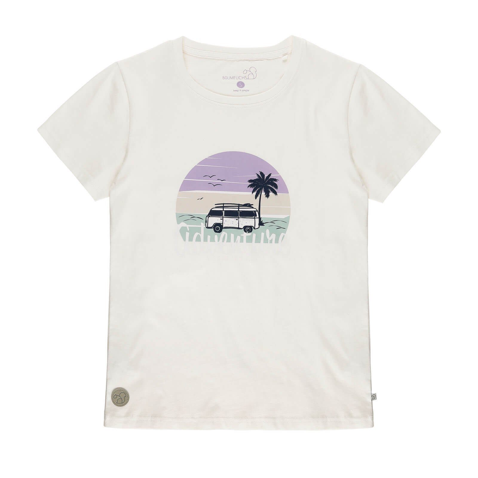 T-Shirt aus offwhite T-Shirt Sommershirt Adventure Damen - mit Baumwolle Print Baumfuchs