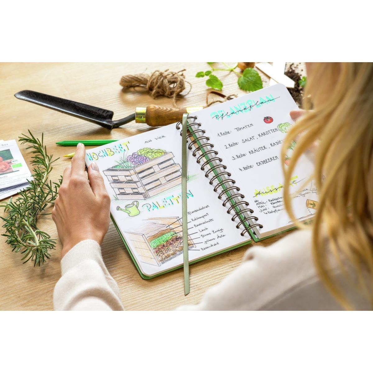 Sigel Notizbuch Spiral-Notizbuch Jolie blanko ca. A5 Garden Love 240 Seiten 120g Pack