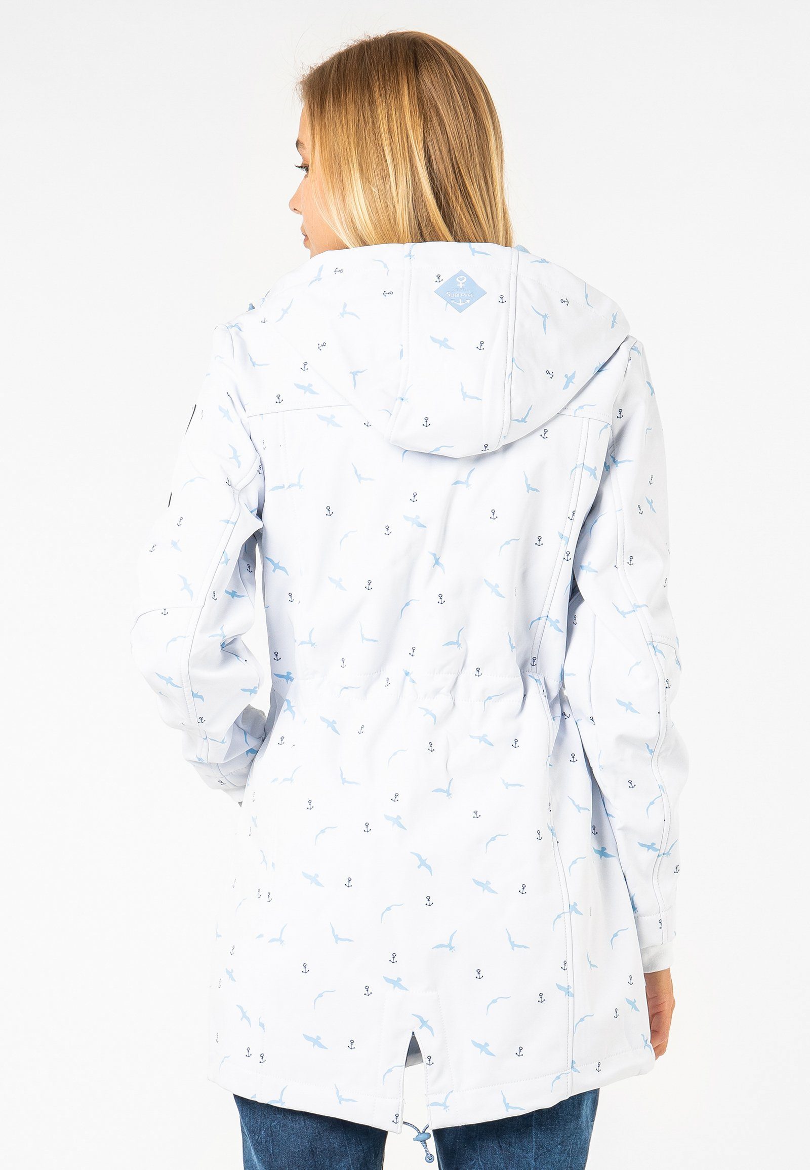 mit SUBLEVEL Softshelljacke Softshelljacke Muster white-blue