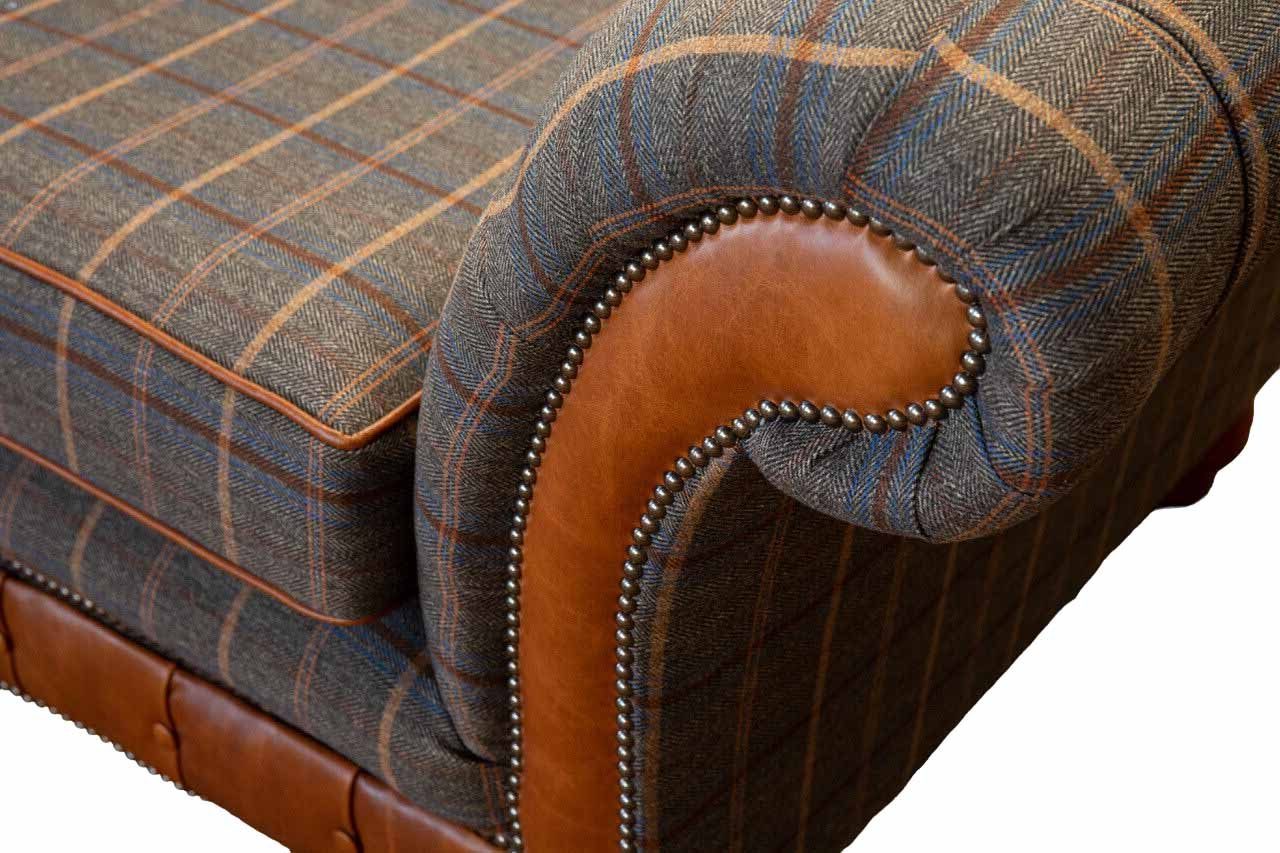 JVmoebel Chesterfield-Sessel, Sessel Chesterfield Design Grau Textil Klassisch Wohnzimmer