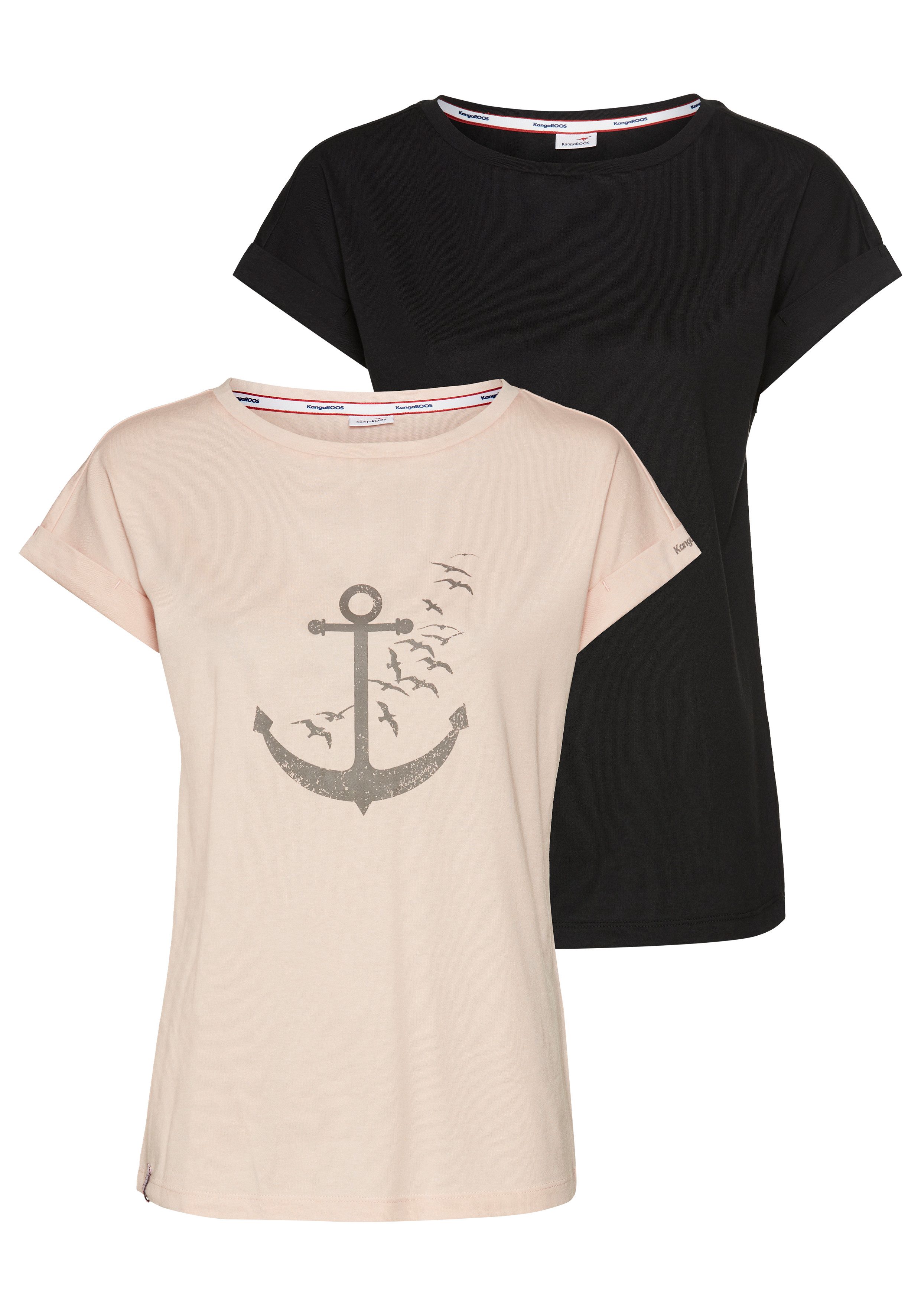 KangaROOS T-Shirt (Packung, 2-tlg., 2er-Pack) aus elastischem Jersey günstig online kaufen