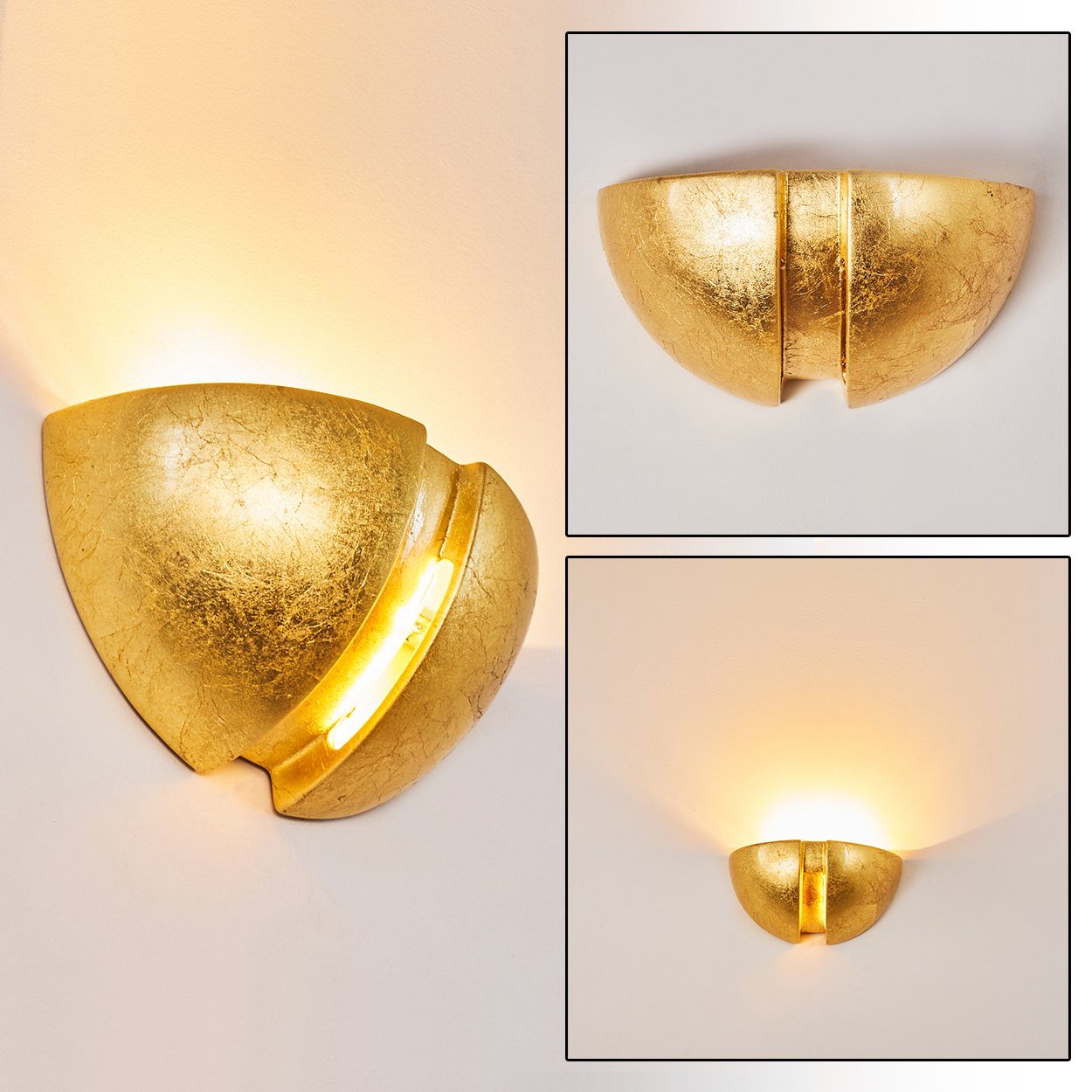Blattgold-Optik 1xE27, ohne Lichtkegel, in hofstein Leuchtmittel, »Bareto« Wandleuchte schönem mit aus Wandlampe Innenin Gold, Keramik