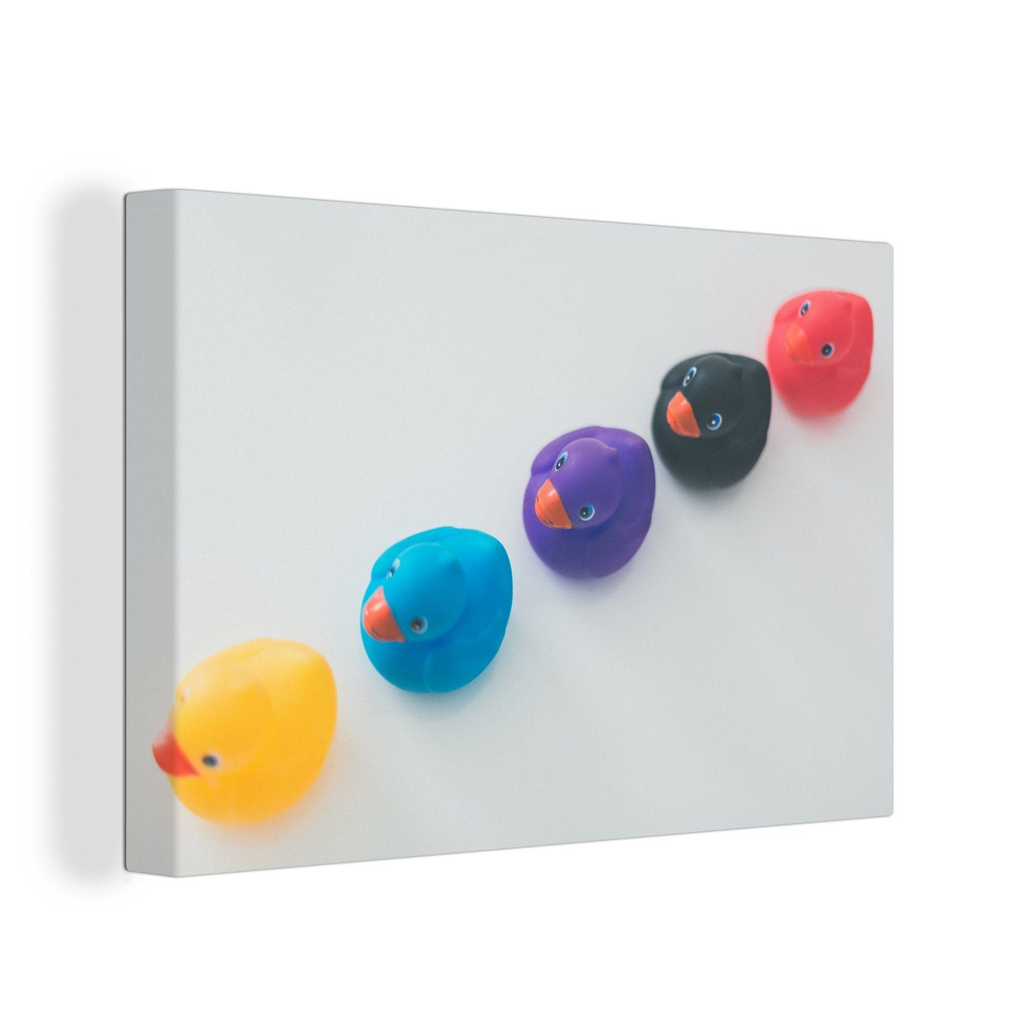 Aufhängefertig, cm Leinwandbild Weiß, St), (1 OneMillionCanvasses® Leinwandbilder, Gummi-Enten - Wandbild Wanddeko, 30x20