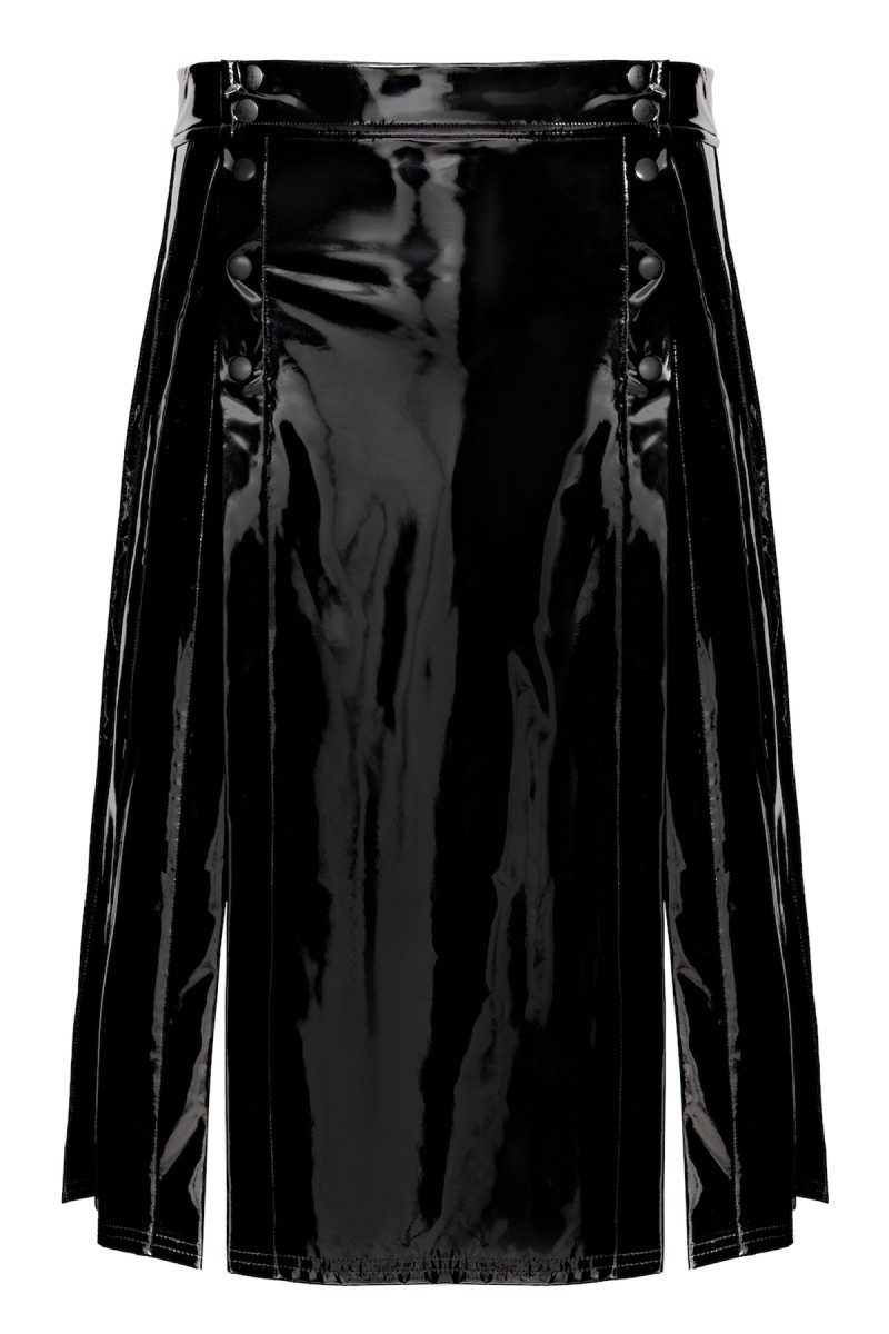 Noir Handmade Men Lederimitatrock Herren-Rock in schwarz - L