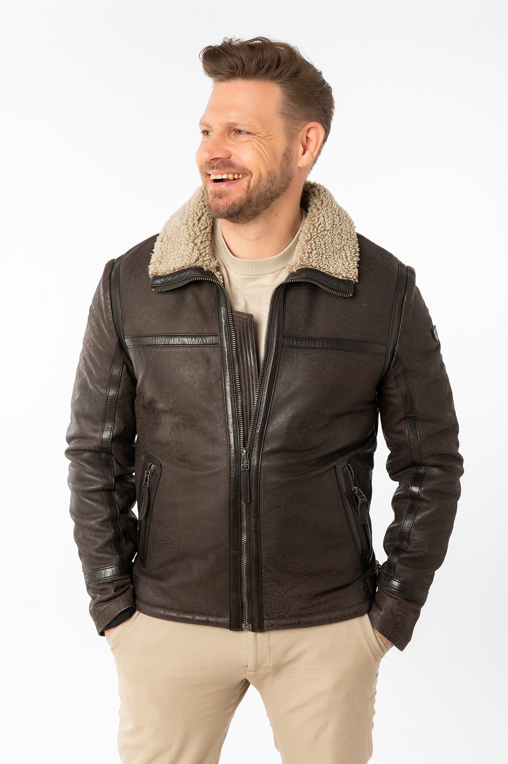 Mauritius Lederjacke MMAlasko mit Umlegekragen günstig online kaufen