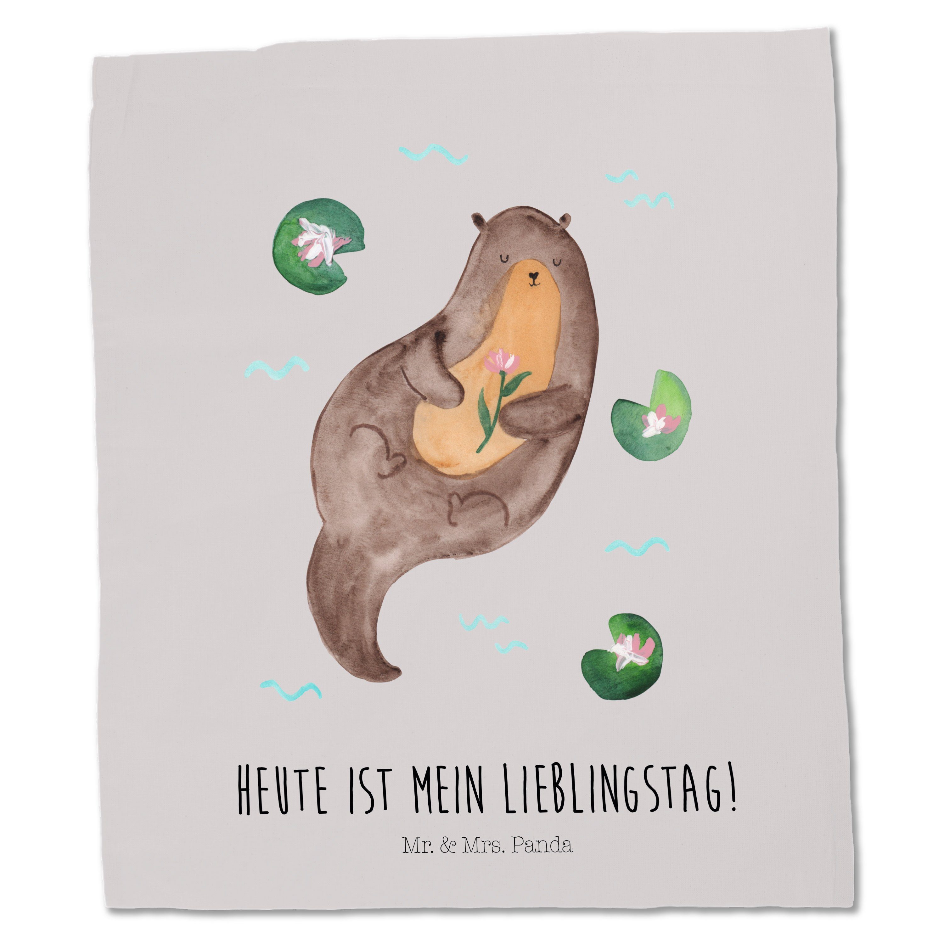 Mr. & Mrs. mit - Grau Tragetasche Geschenk, Ei - Jutebeutel, Seeotter, Pastell (1-tlg) Panda Seerose Otter