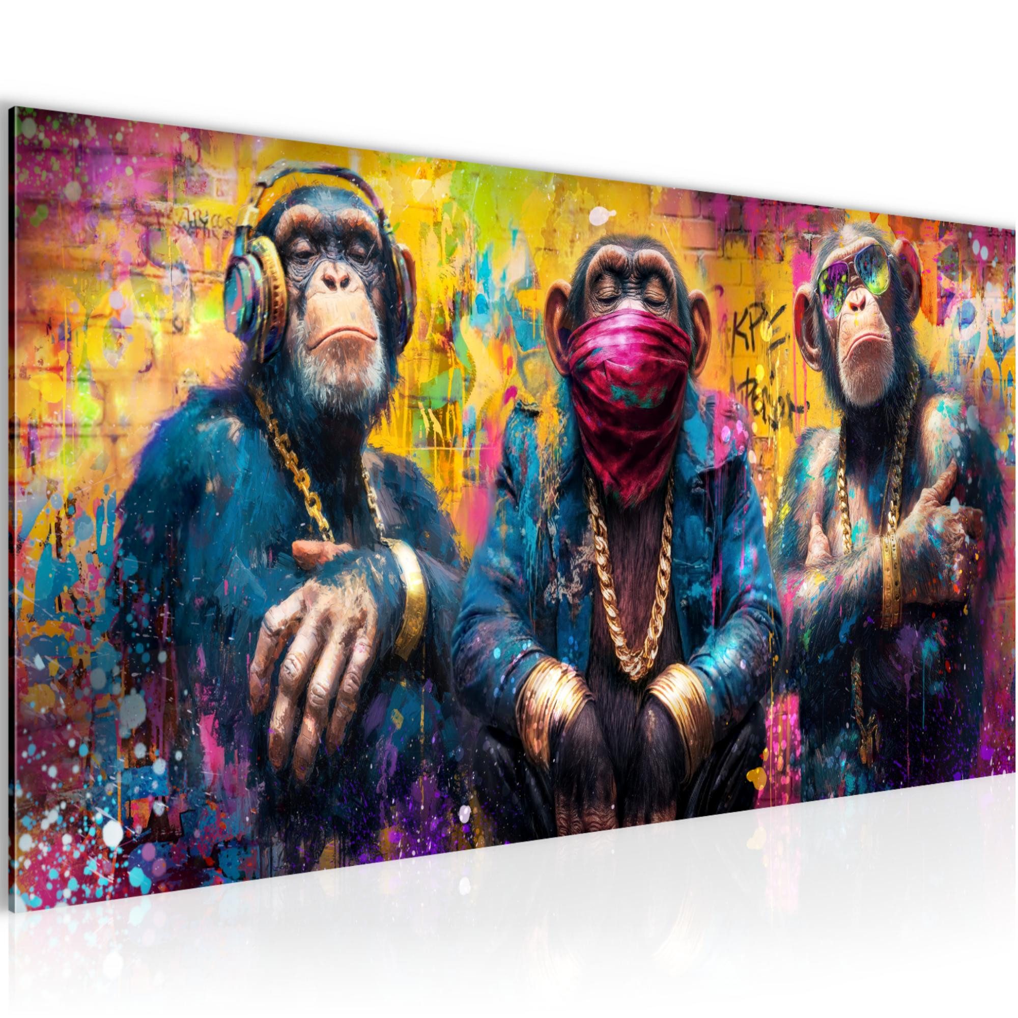 Runa Art Wandbild Wandbild Street Art Bilder Wanddeko Loft Graffiti, Affen (1 St)