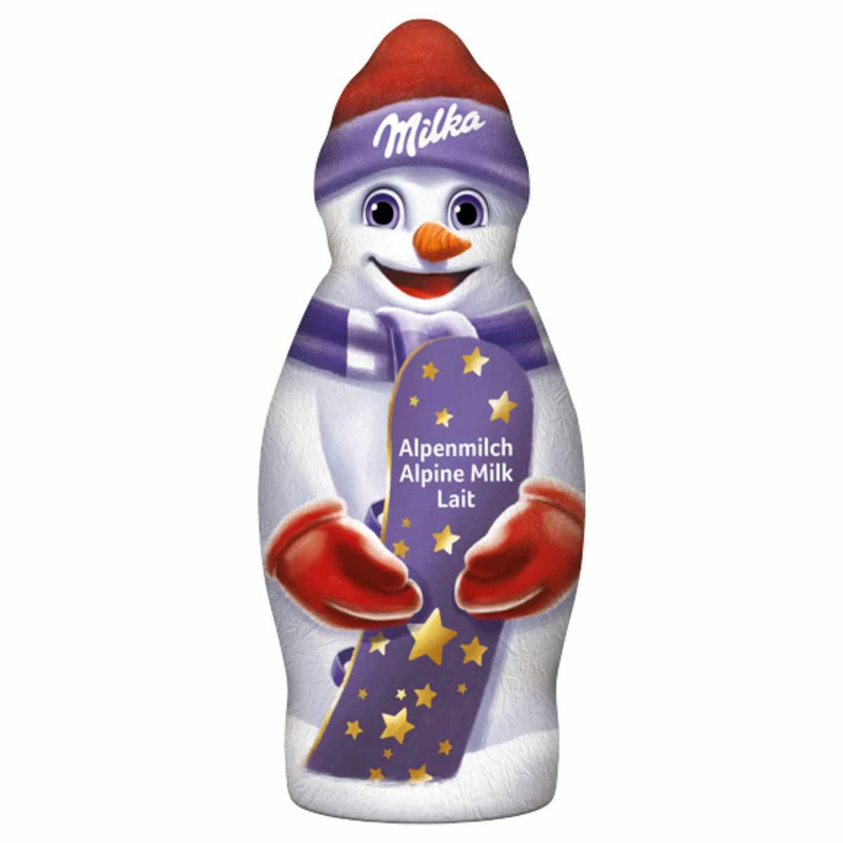 MILKA Schokolade, Milka Schneemann Hohlfigur aus zartschmelzender Schokolade 50g