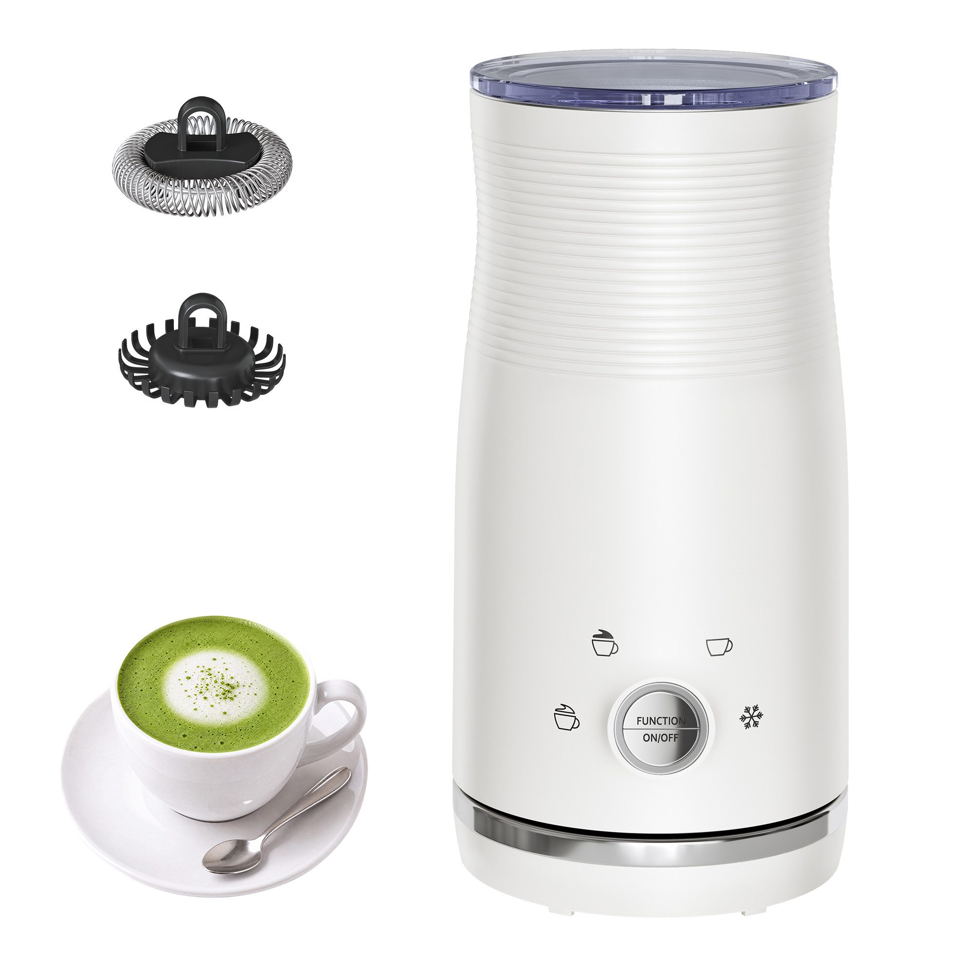 SONGMICS Milchaufschäumer Elektrischer 4-in-1 Automatisch 300 ml, 10,5 x 10,5 x 20,3 cm Wolkenweiß