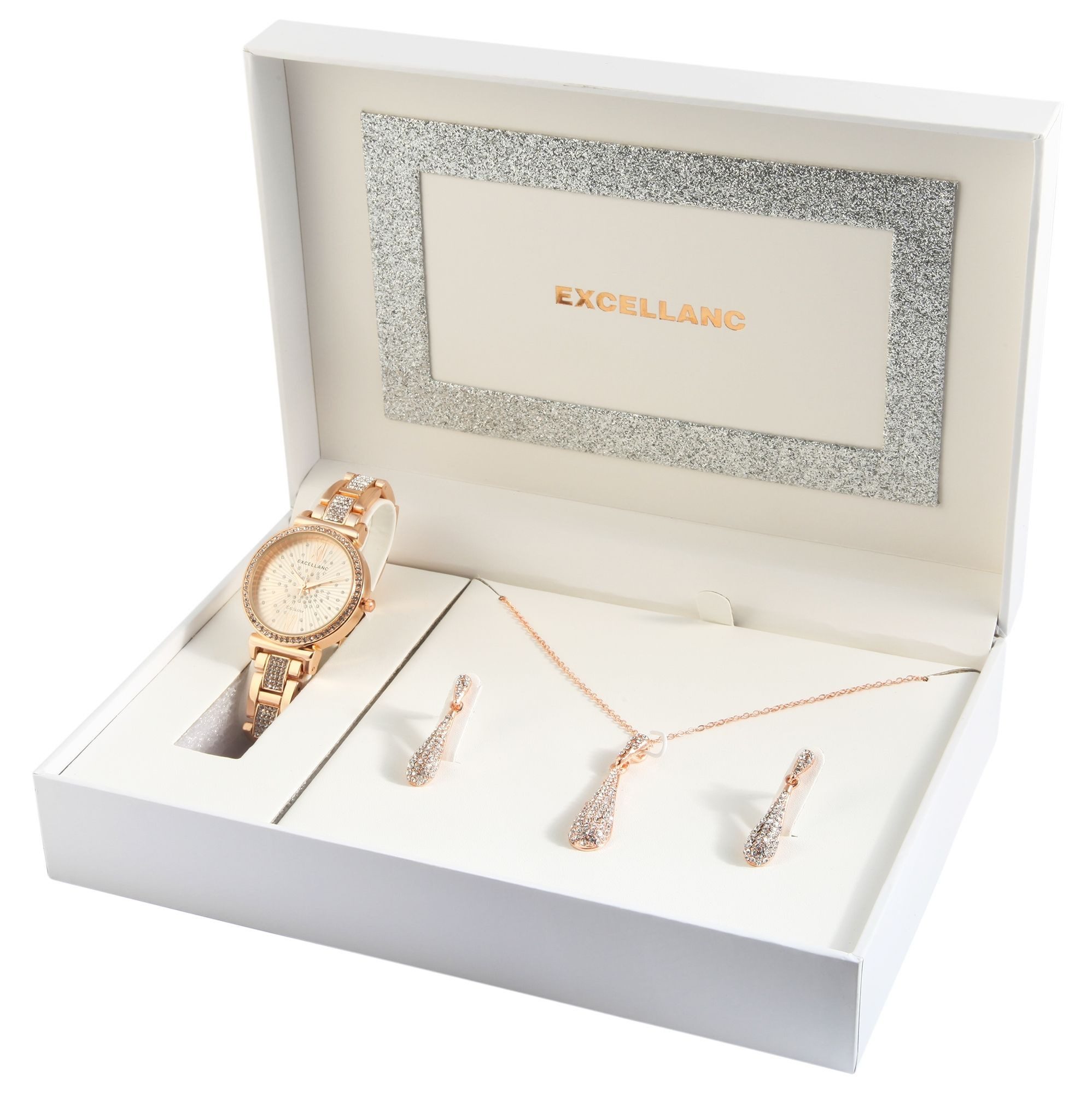 Schmuckset EX0537 Excellanc Geschenkset mit Damenuhr, Halskette und