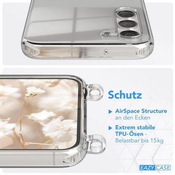 EAZY CASE Handykette Boho Umhängeband für Samsung Galaxy S23 Plus 6,6 Zoll, Verstellbarer Trageriemen mit Case transparent DIY Gürteltasche Pink
