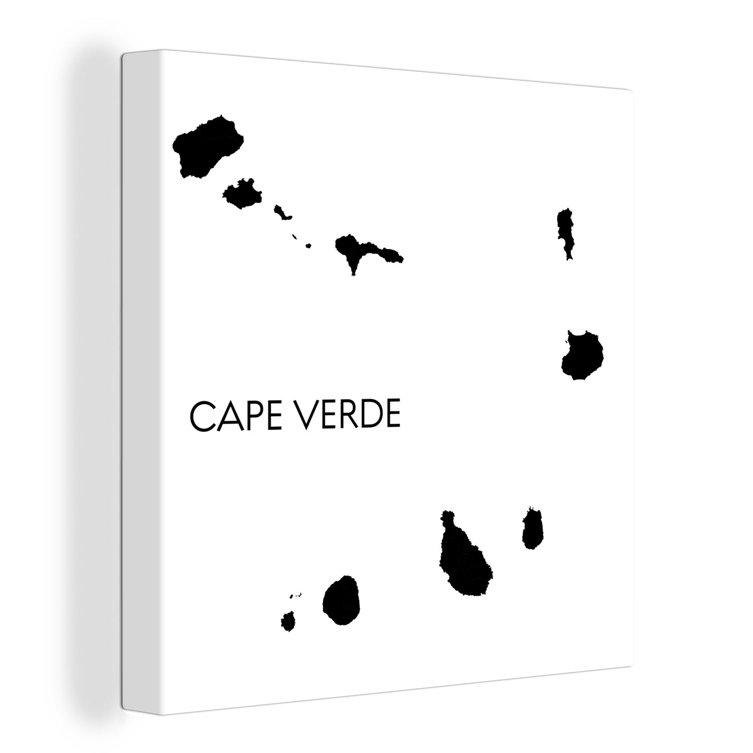 OneMillionCanvasses® Leinwandbild Illustration der schwarzen Silhouette von Kap Verde, (1 St), Leinwand Bilder für Wohnzimmer Schlafzimmer