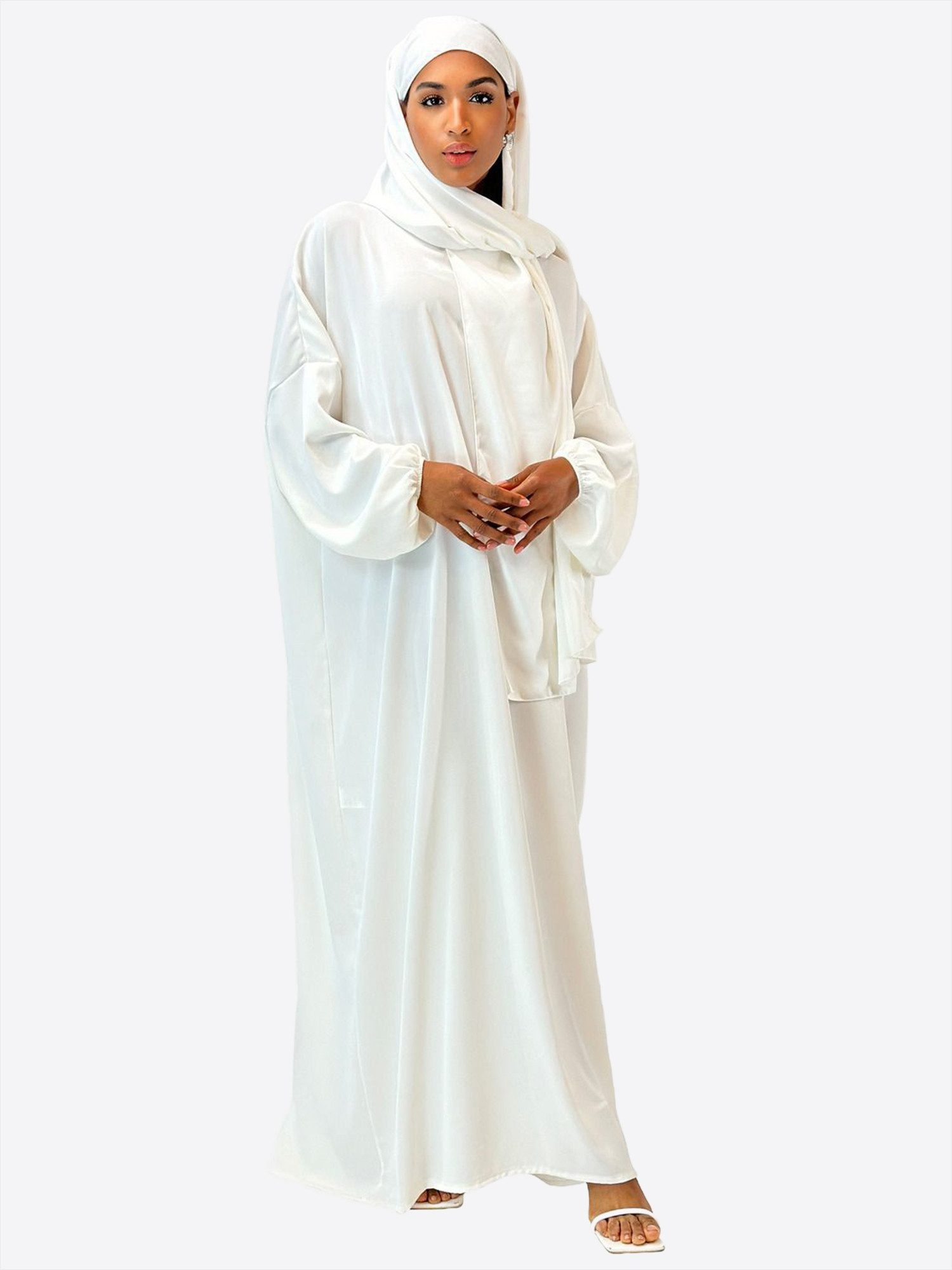 Elara Maxikleid — Damen Abaya One Size mit integriertem Kopftuch und weitem Schnitt (1-tlg)