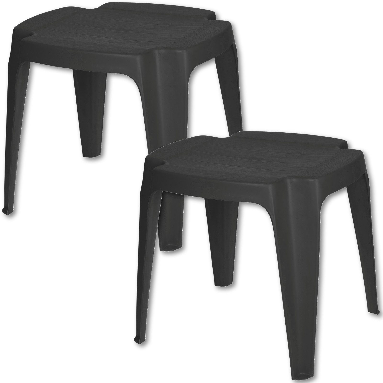 Progarden Sitzhocker Gartenhocker Kunststoff 43x38x38 cm Anthrazit Arbeitshocker 2er Set (Set, 2 St., Packung), Vierbeiner, Wetterfest, Kunststoff, Schwarz, Stapelbar