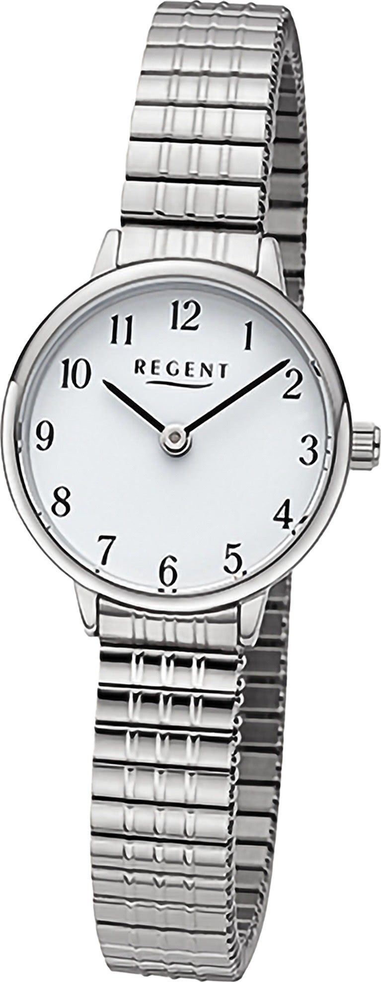 Regent Quarzuhr Regent Damen Armbanduhr Analog, Damenuhr Edelstahlarmband silber, rundes Gehäuse, groß (ca. 25mm)