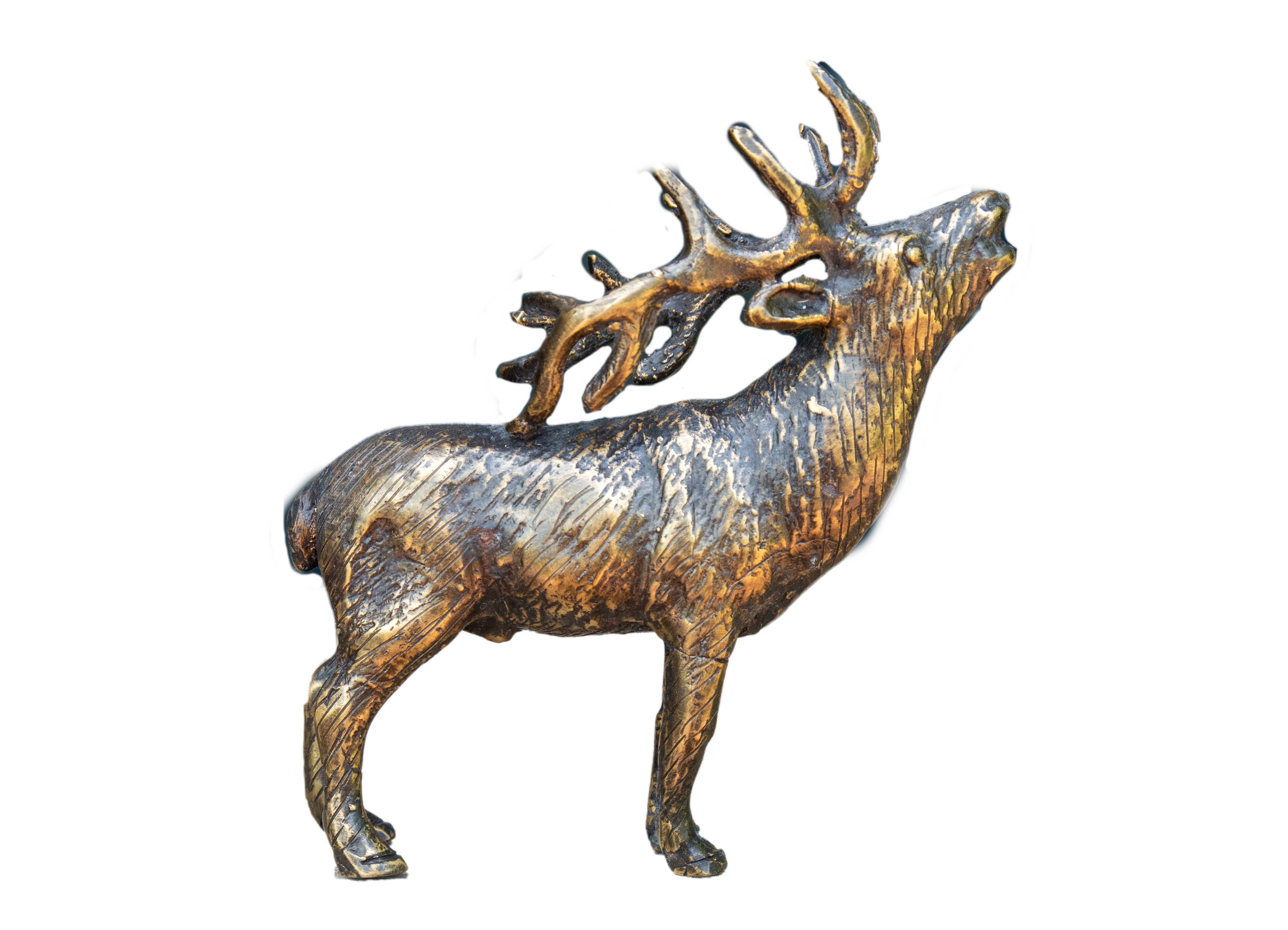 IDYL Dekofigur IDYL Bronze-Skulptur Hirsch stehend