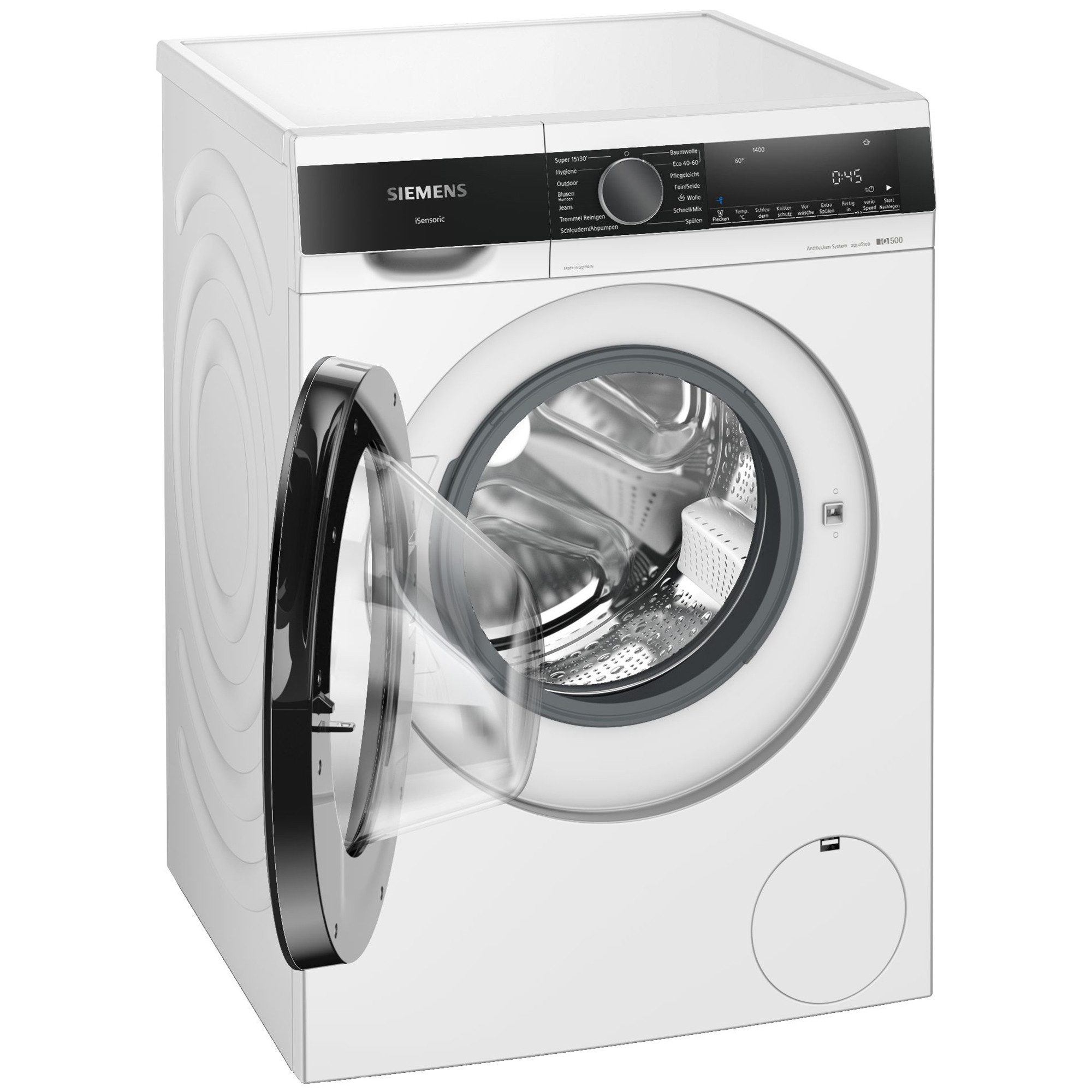 SIEMENS Waschmaschine iQ500 WG44G21ECO, 9 kg, 1400 U/min, speedPack L: Programme beschleunigen oder in nur 15 Minuten waschen – Bild 3 von 5