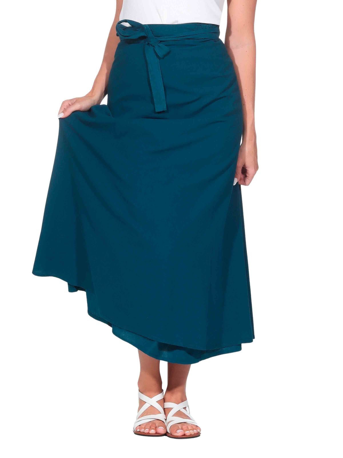 KUNST UND MAGIE Wickelrock Langer Wickelrock Baumwolle für Damen – Sommerrock Boho Rock Nepal