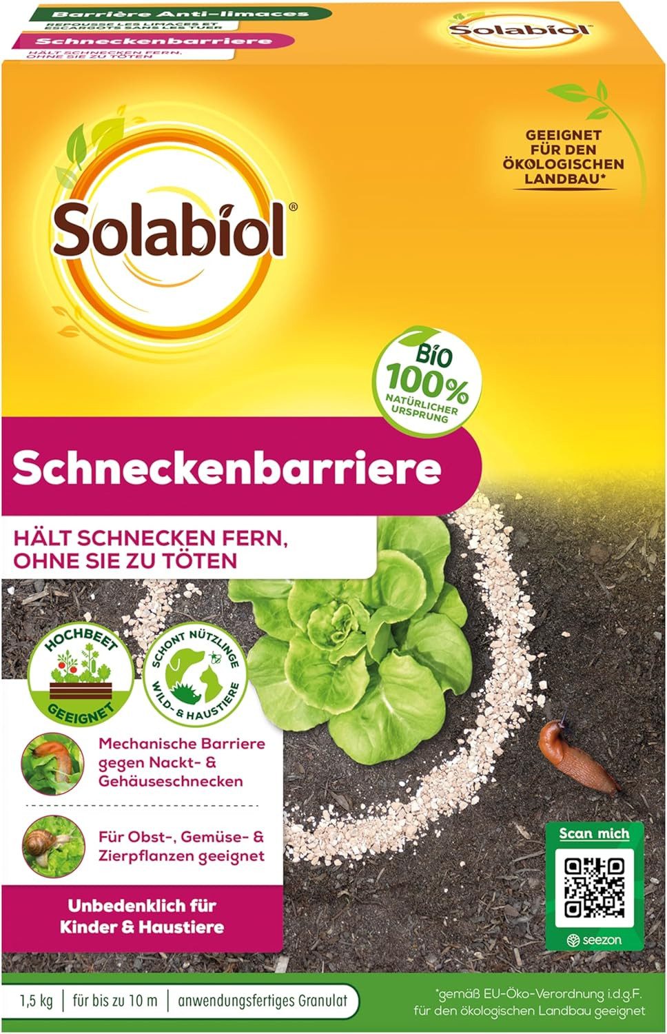 Vergrämungsmittel Solabiol Schneckenbarriere mechanische Barriere 1,5 kg Faltschachtel