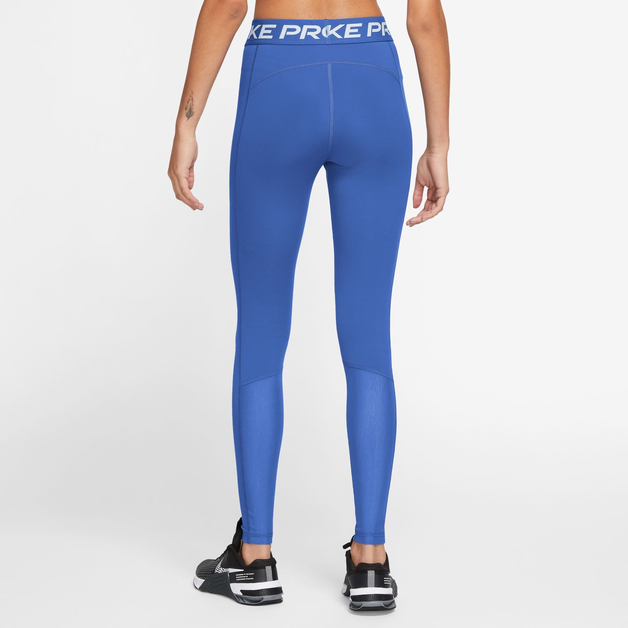BLUE MESH-PANELED LEGGINGS WOMEN'S PRO MID-RISE JOY/WHITE Nike Trainingstights