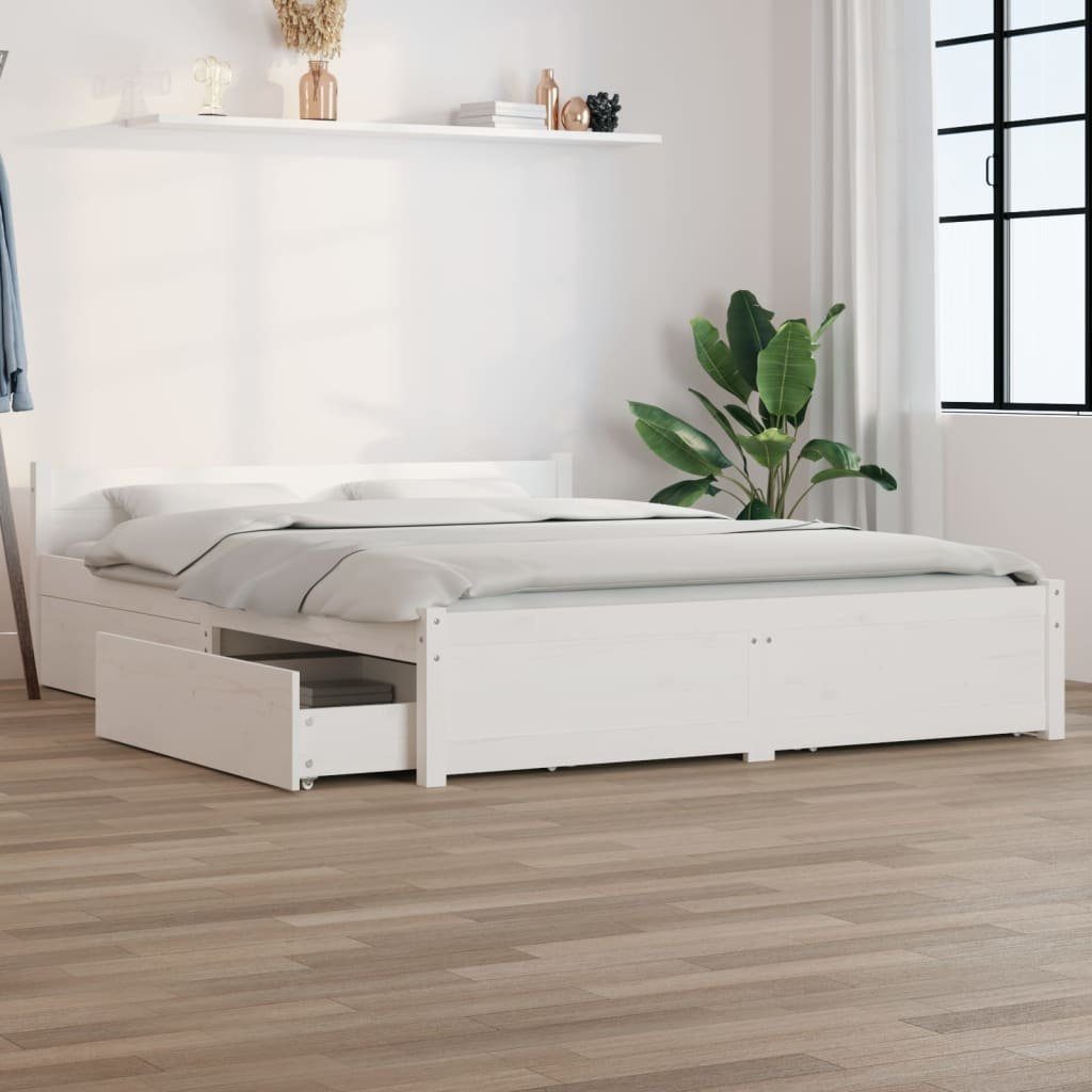 vidaXL Bett Bett mit Schubladen Weiß 160x200cm