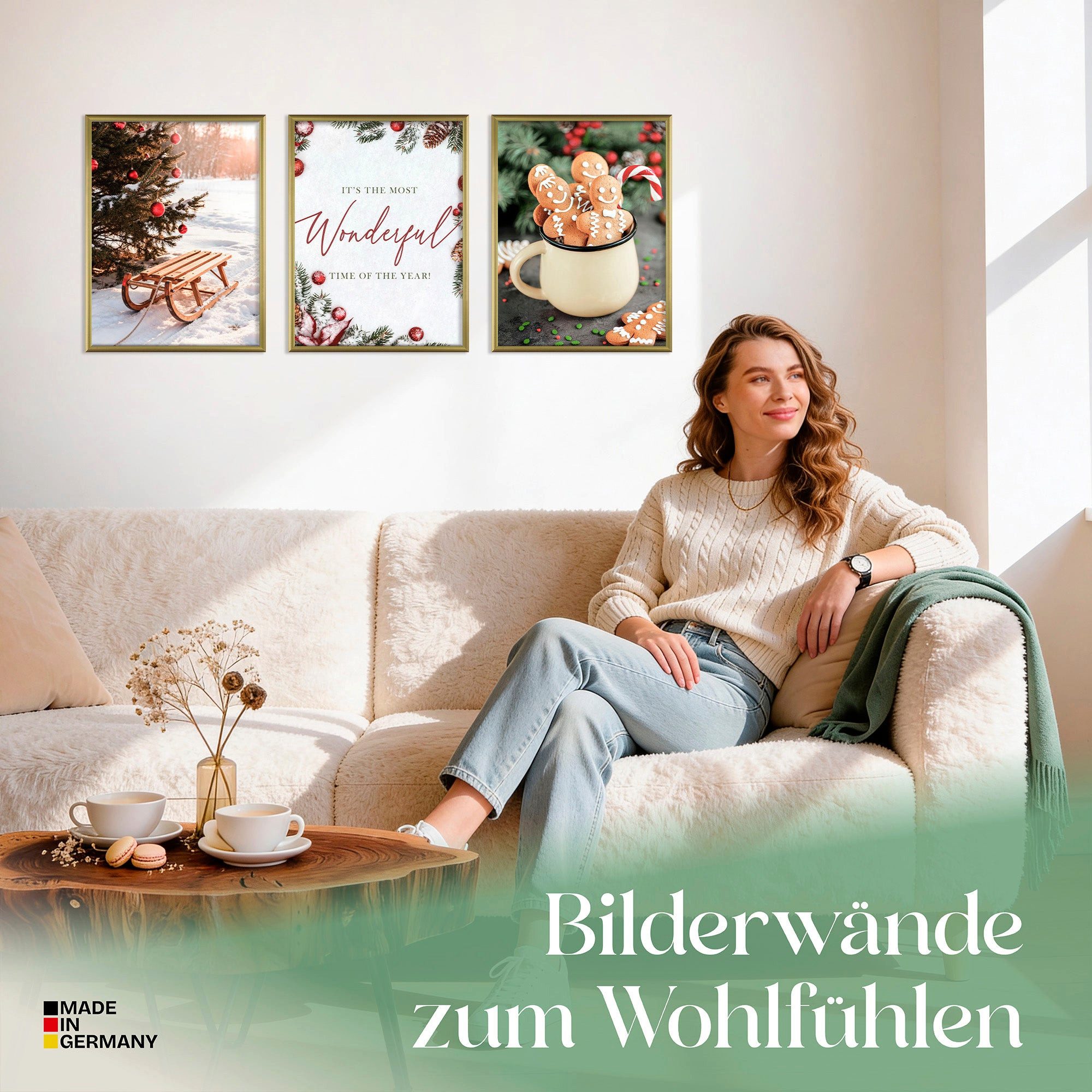 ARTFAVES Bilder-Collage Poster Set Christmas Trio 2 I mehrteilige Bilderwand I Wandbilder Weih, (Wandbilder modern, 3 St)