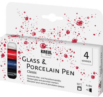 Kreul Lackmarker Glass & Porcelain Pen - Classic, fine, 4er-Set